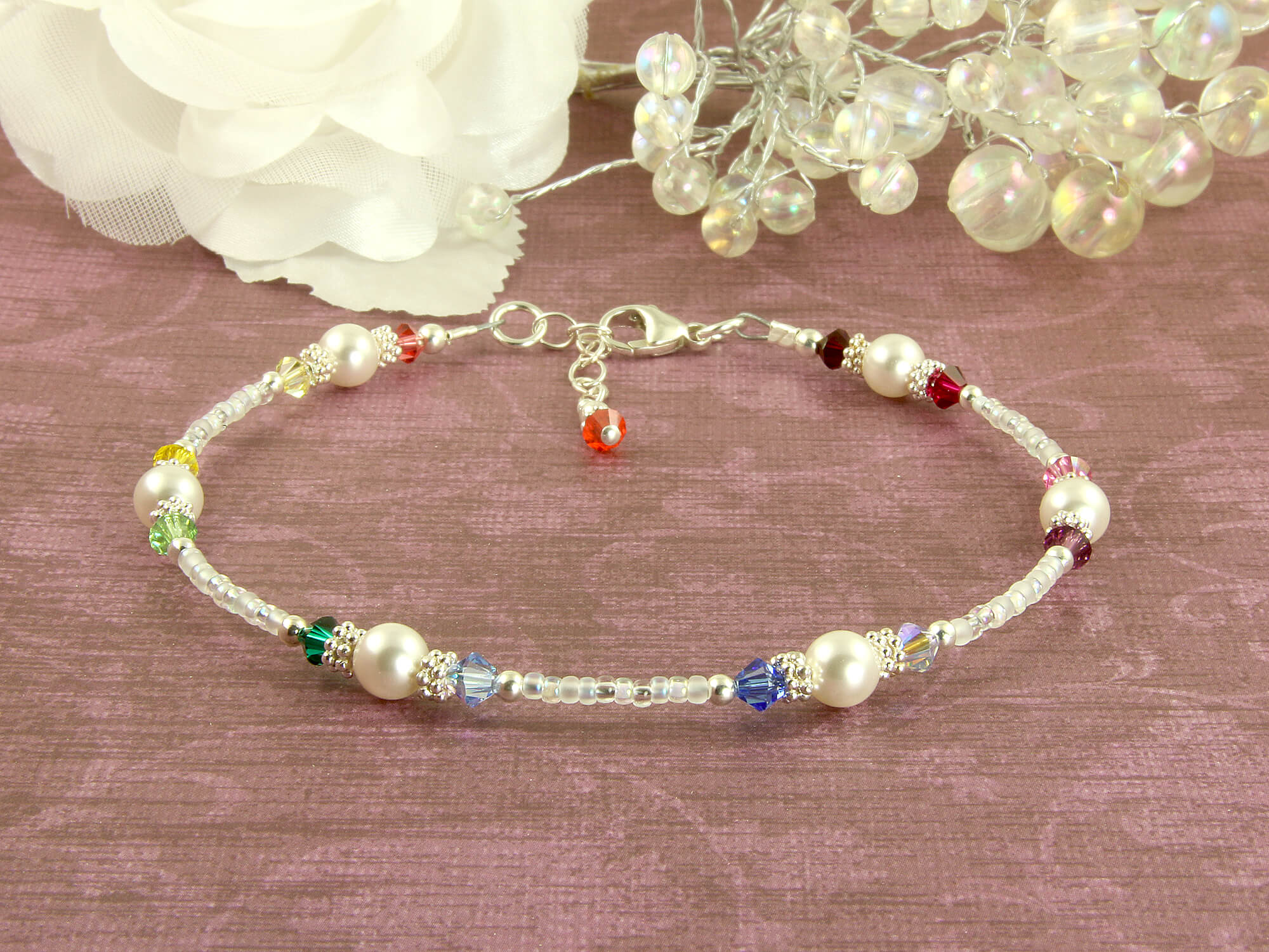 White Rainbow Crystal Beaded Anklet - Elegant Bohemian Ankle Bracelet for Women | Perfect for Summer, Beach, Weddings & Boho Fashion