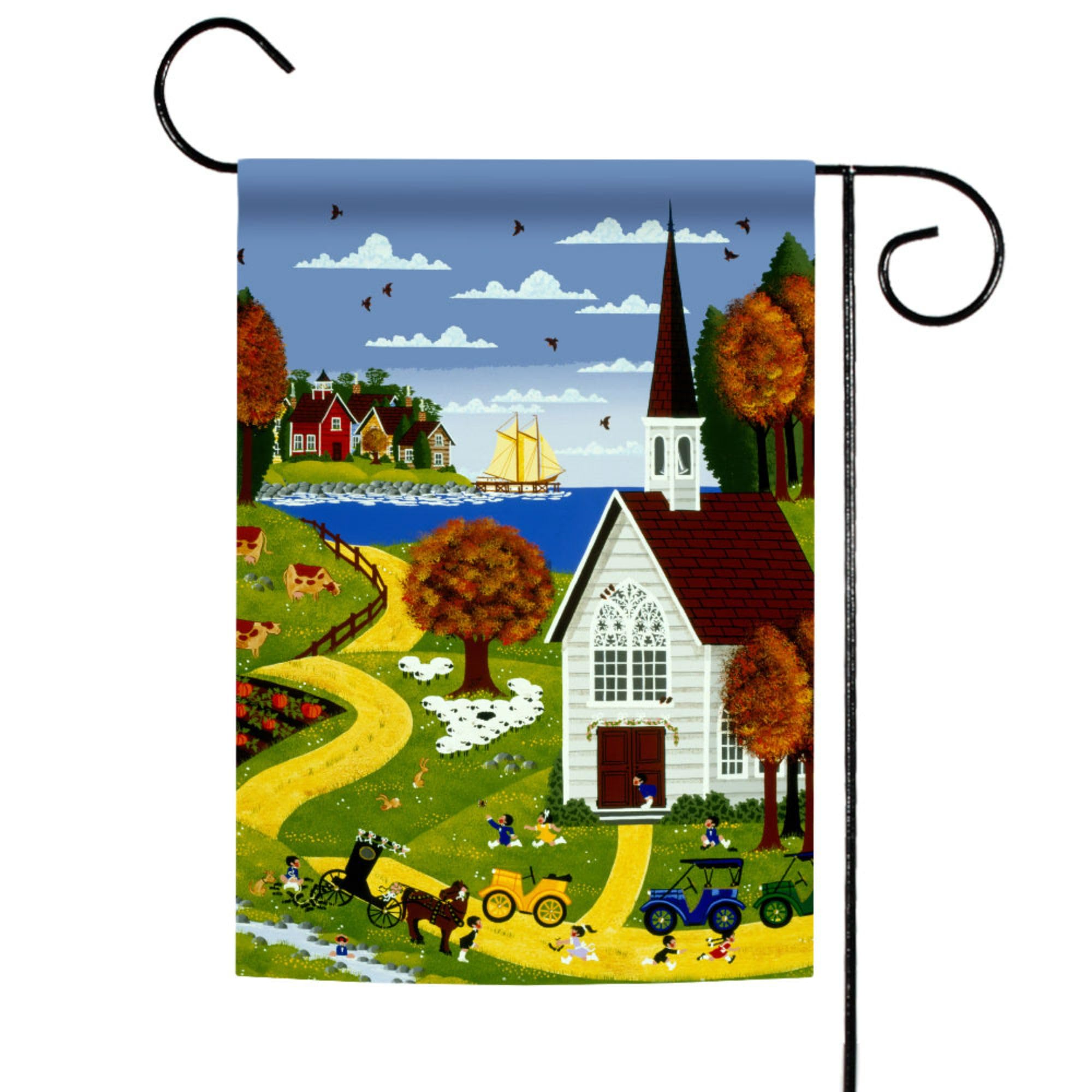 Toland Home Garden 1110371 Double Sided Rolling Hills Farm Flag - 12x18 Inch Outdoor Decorative Banner for Yard, Church, House & Garden - Perfect for Countryside, Farmhouse & Rural Decor