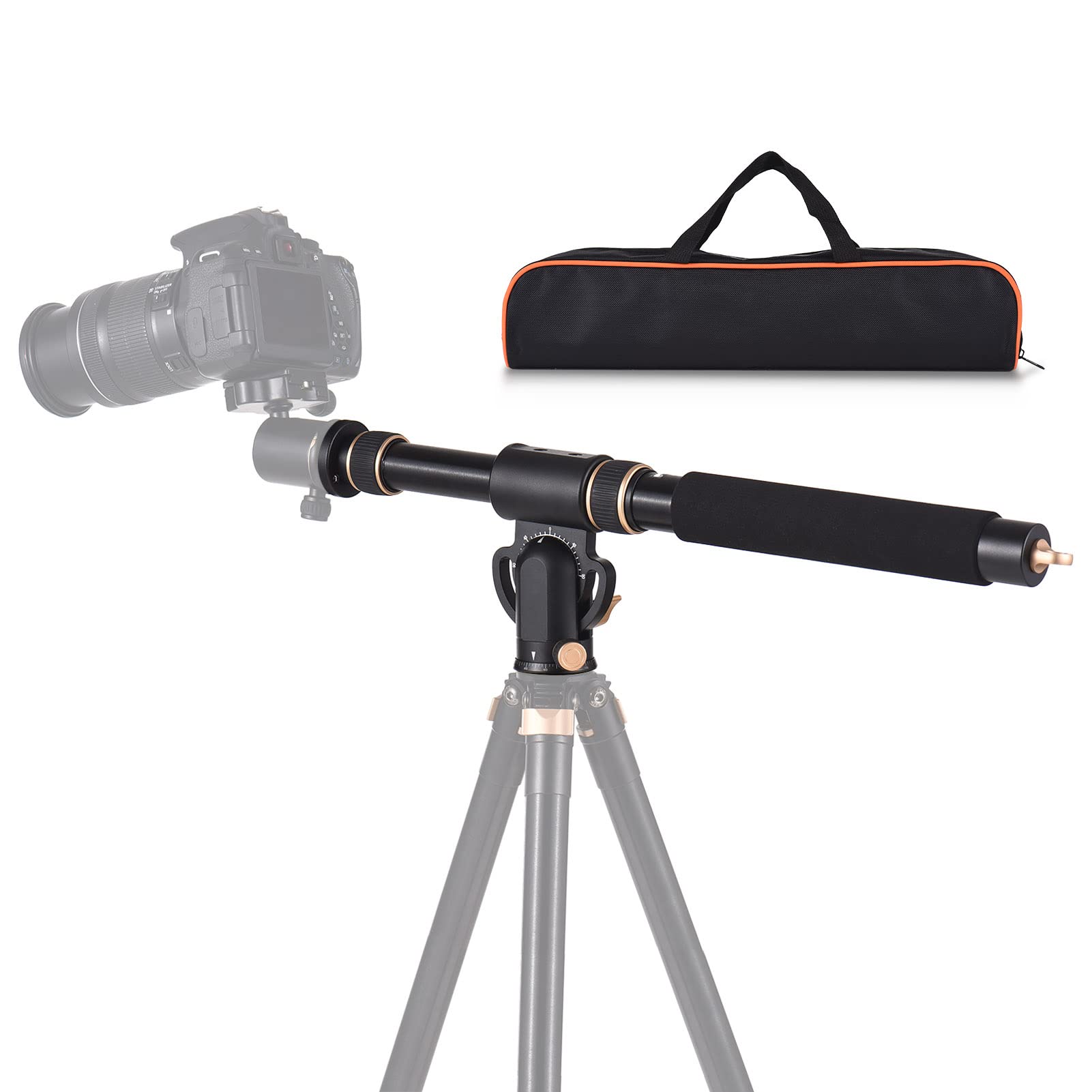 Andoer Universal Tripod Extension Arm - 48-106cm Aluminum Alloy Detachable Extender with 360° Rotatable Base & 5kg Load Capacity | Horizontal Centre Column for DSLR Camera, Video Lighting, Microphone Boom Arm | Perfect for Photography, Videography, Live Streaming & Studio Setup