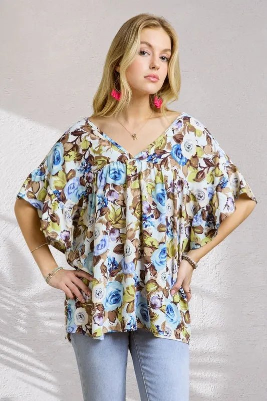 ADORA Floral Babydoll Tunic Top for Women - Trendy Lace Blouse for Casual Wear & Date Night Outfits