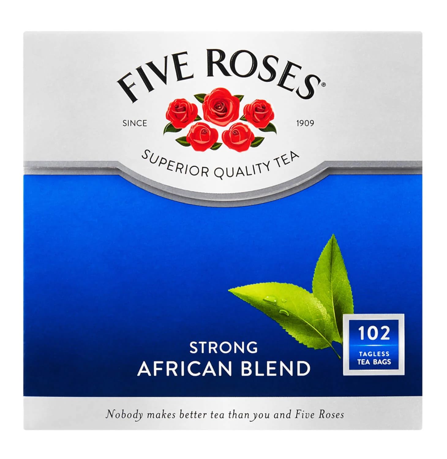 Five Roses Tea - Premium African Blend Strong Black Tea Bags, 102 Count (250g) - Perfect for Morning Boost, Afternoon Pick-Me-Up & Relaxing Evening Tea Time