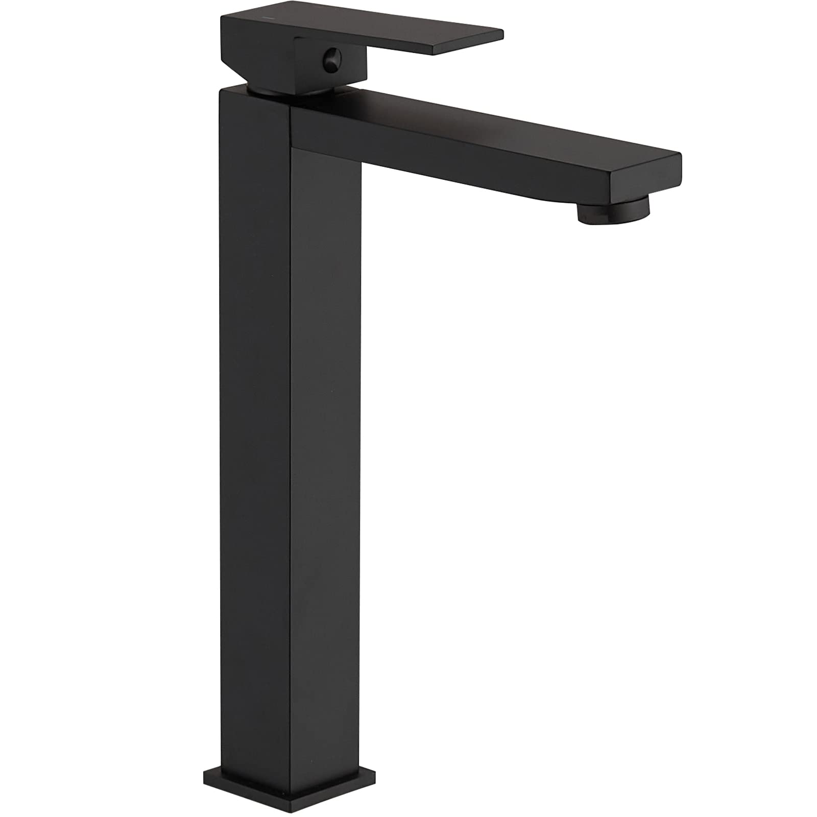Black Vessel Sink Faucet - Single Hole Bathroom Faucet with Tall Brass Spout, Modern Vanity Basin Tap for Bathroom & Powder Room | Durable Matte Finish, Easy Installation