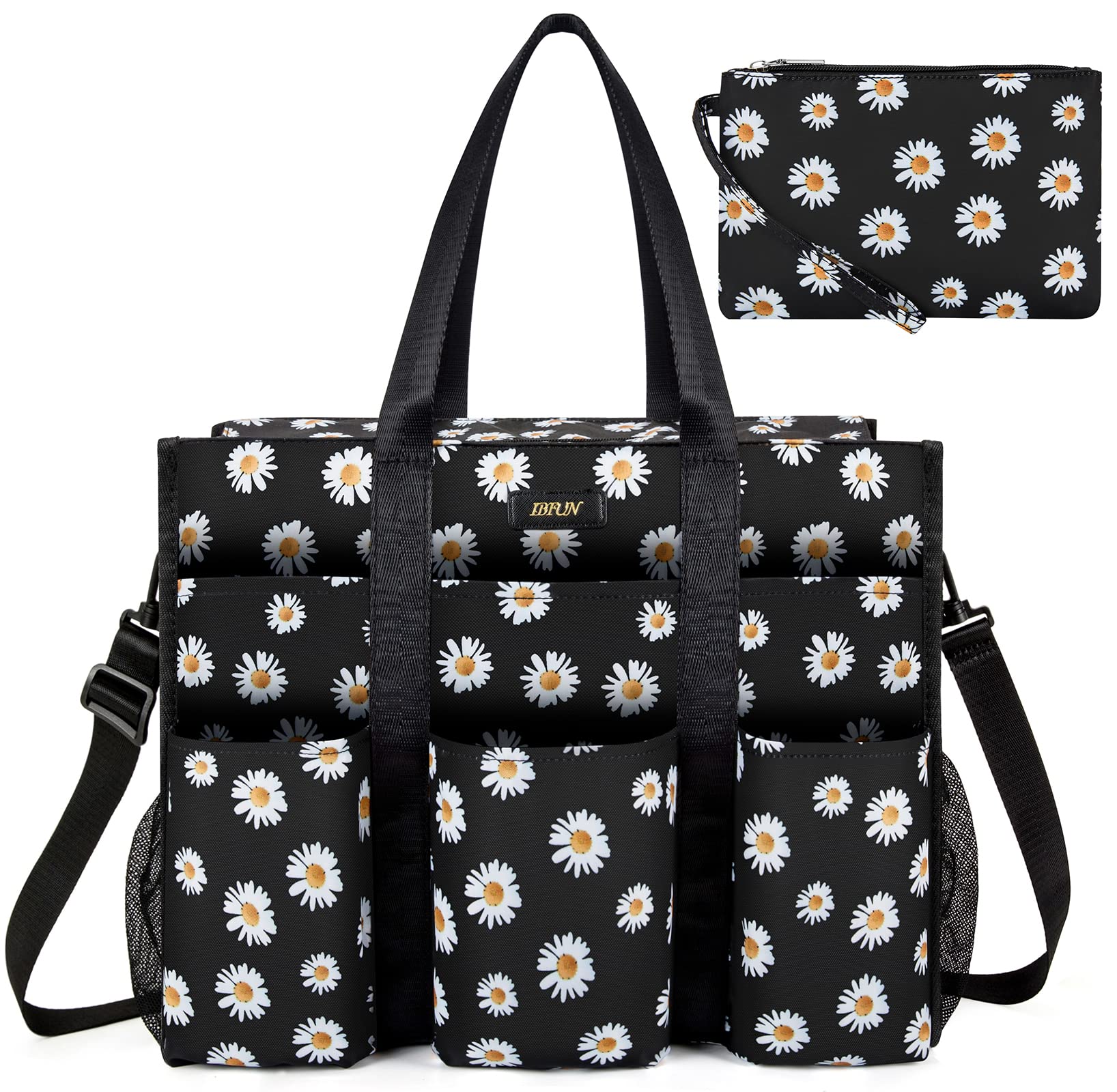 IBFUN 14/24 Pocket Zip Top Tote Bag for Teachers & Work Women - Office & Commute