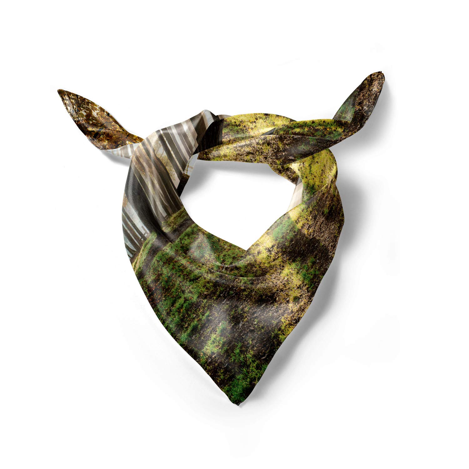 Ambesonne Nature Hair Scarf - Forest Leaves at Sunrise Head Wrap for Women, Boho Headband, Fashionable Hair Accessory for Outdoor, Yoga, Beach, and Daily Wear