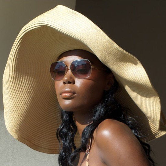 SS1005 Wide Brim Tan Straw Sun Hat for Women - UPF 50+ UV Protection, Breathable & Lightweight - Perfect for Beach, Pool, Gardening & Outdoor Activities