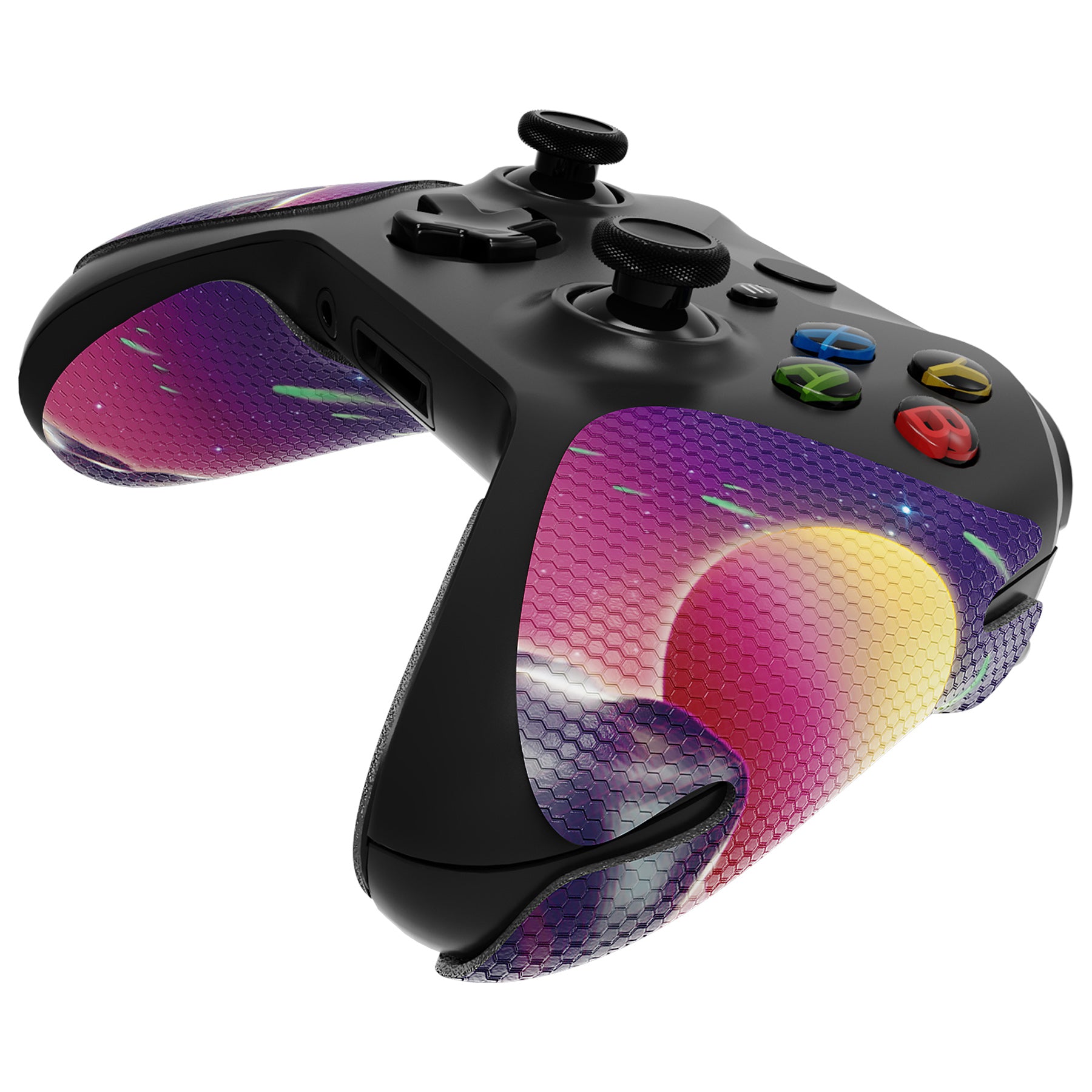 eXtremeRate Cyber Moon Anti-Skid Sweat-Absorbent Controller Grip for Xbox One S & X, Xbox Series X|S - Professional Textured Soft Rubber Handle Pads - Perfect for Gaming, Streaming & Esports (Model GX00167)