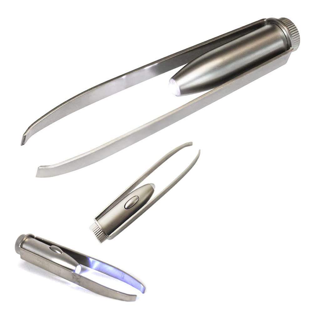 4X Portable LED Lighted Tweezers - Precision Hair Removal & Eyebrow Shaping Tool for Beauty & Makeup - Perfect for Travel, Home, and Salon Use