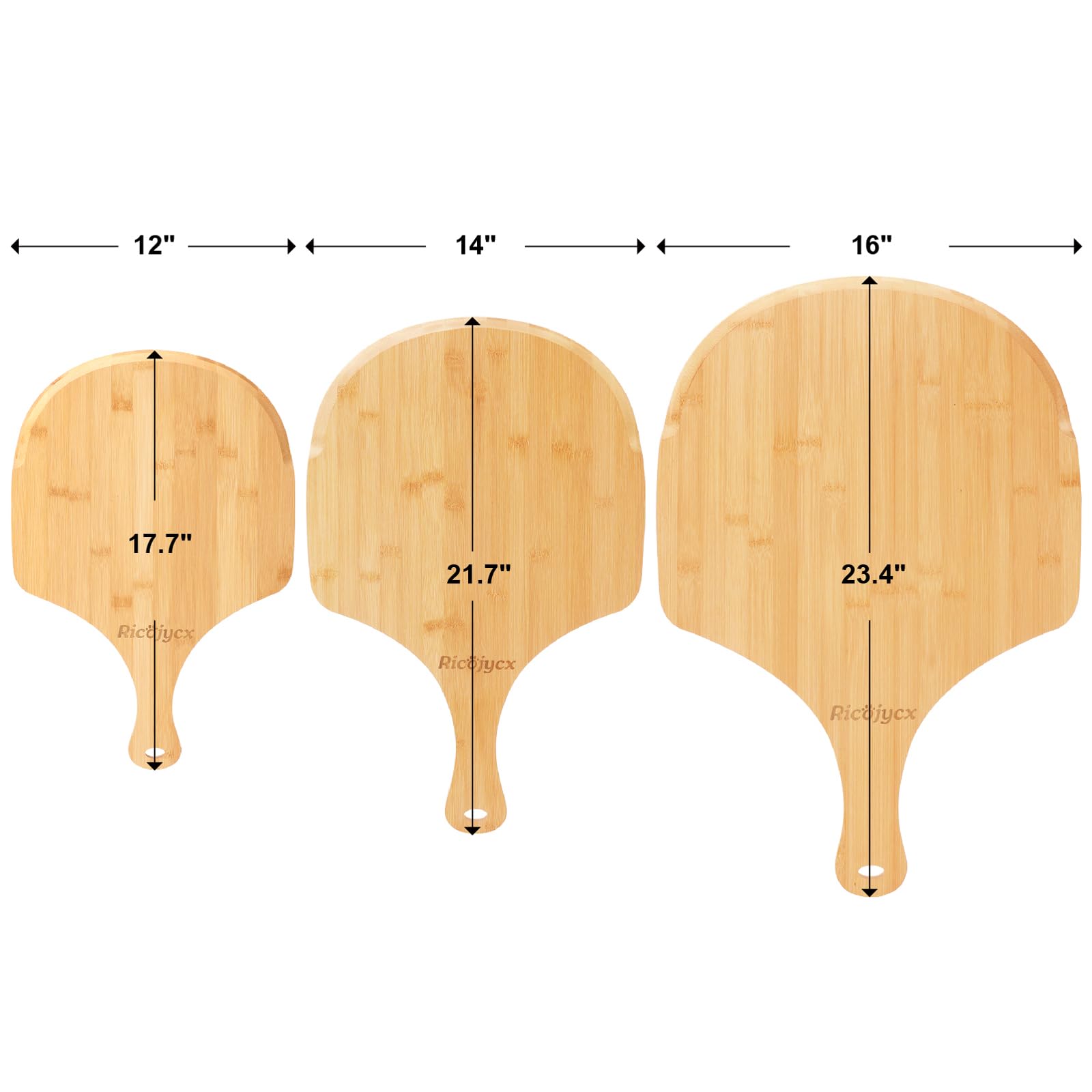 2 Pack Natural Bamboo Pizza Peel 12 Inch - Wooden Pizza Paddle & Cutting Board with Handle for Baking, Cooking & Serving - Perfect for Pizza, Bread, Cheese, Vegetables & Fruits - Ideal for Home Kitchens, Restaurants & Outdoor BBQs