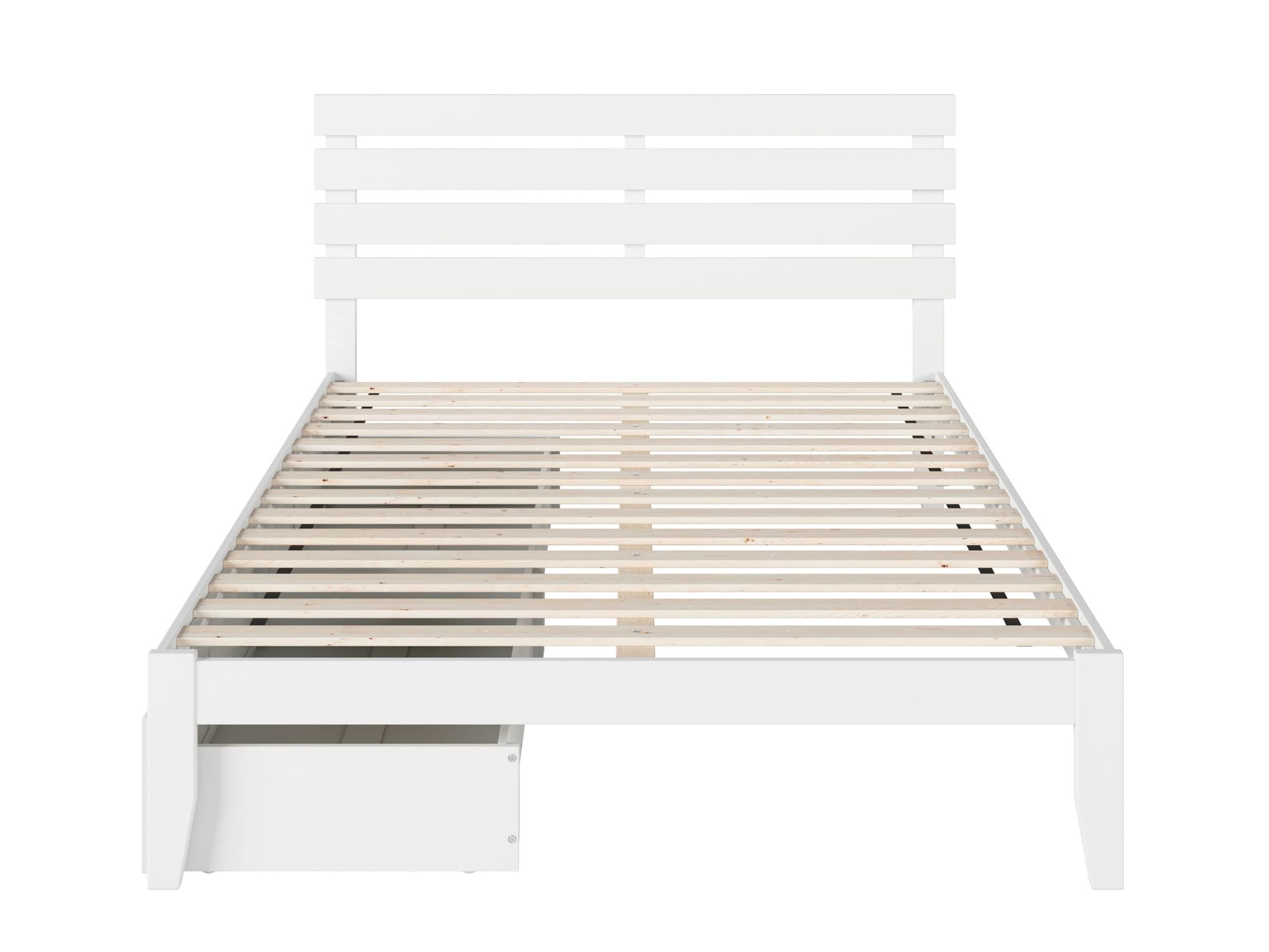 AFI Oxford Queen Size Platform Bed with Storage Drawers & USB Charging Station, White - Modern Bedroom Furniture with Underbed Storage for Small Spaces & Nightstand Charging Convenience