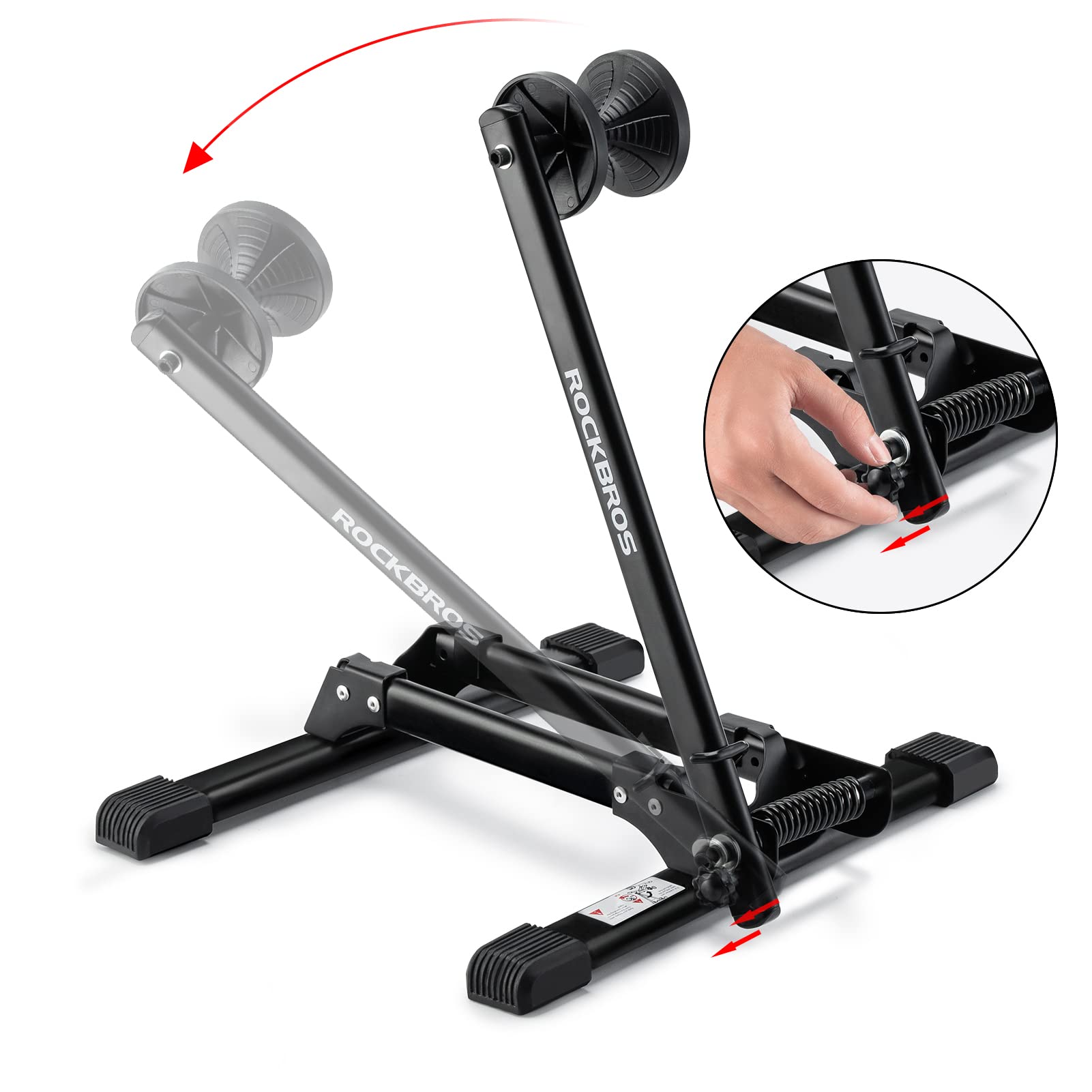 ROCKBROS Heavy Duty Bike Stand - Stable Floor Bike Storage Rack for Mountain & Road Bikes - Indoor/Outdoor Bicycle Parking Stand - Perfect for Garage, Shed, or Patio Organization