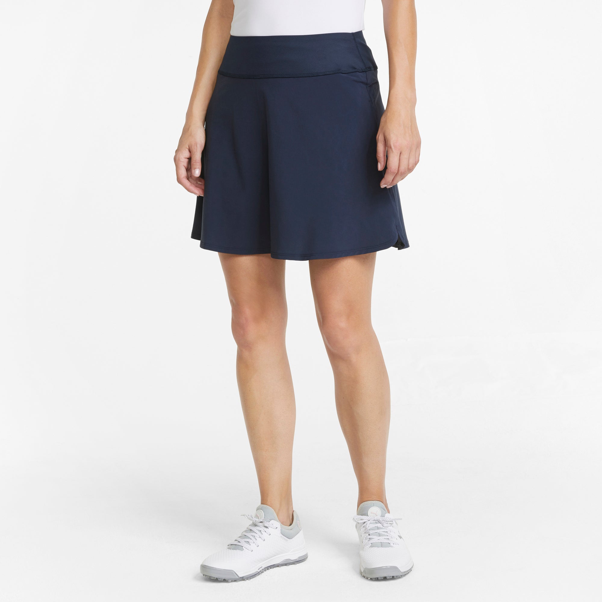 PWRSHAPE Women's Solid Golf Skirt - Navy Blue Stretch Tennis Skirt with Pockets | Perfect for Golf, Tennis & Athletic Activities