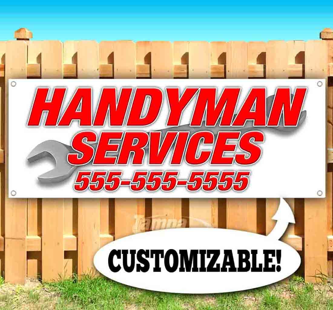 Professional Handyman Services Banner - 13 oz Heavy-Duty Vinyl with Metal Grommets | Single-Sided Non-Fabric Sign | Perfect for Construction Sites, Home Services & Business Advertising