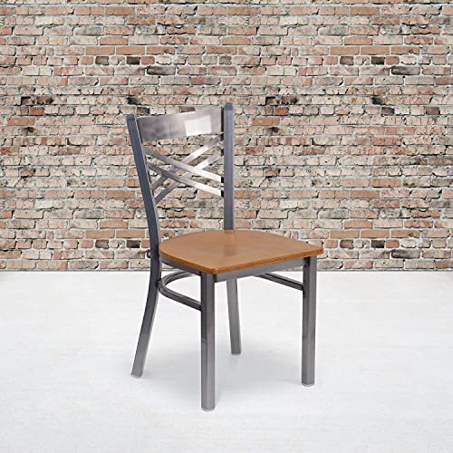 Natural Wood Seat/Clear Coated Metal Frame