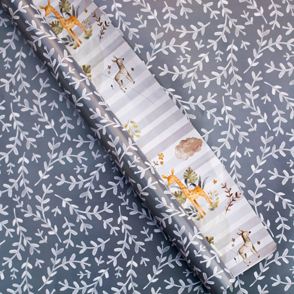 Grey Giraffe Pattern Wrapping Paper for Kids - 20 or 40 Sheets Set - Perfect for Birthday Gifts, Baby Showers & Party Decorations