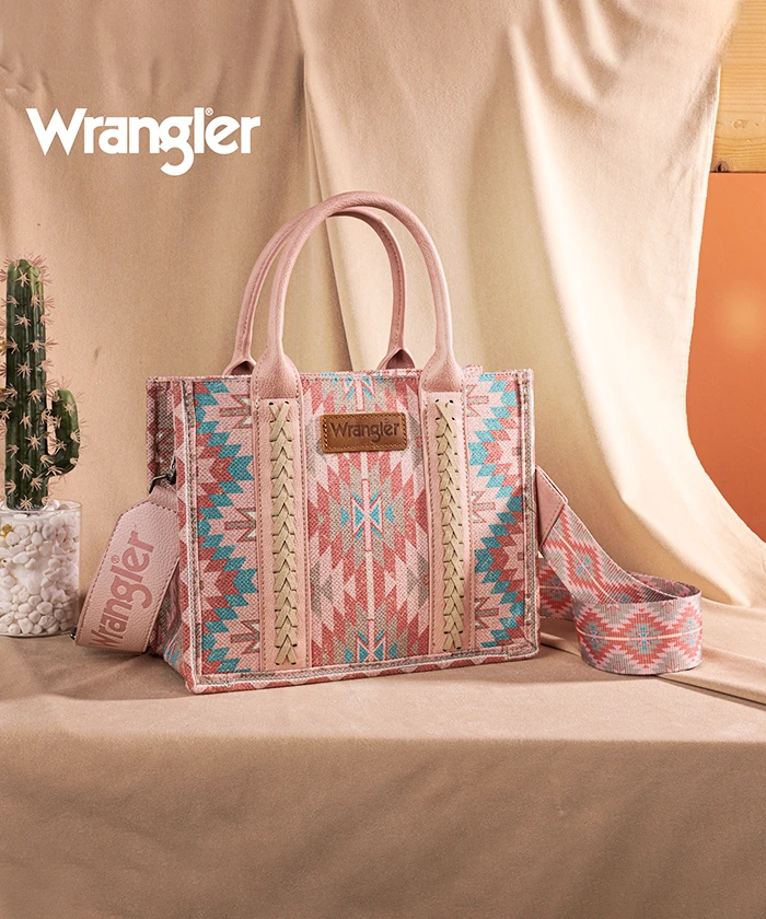 Wrangler Aztec Print Canvas Tote Bag for Women - Stylish & Durable Handbag for Shopping, Beach, Work & Travel Accessories