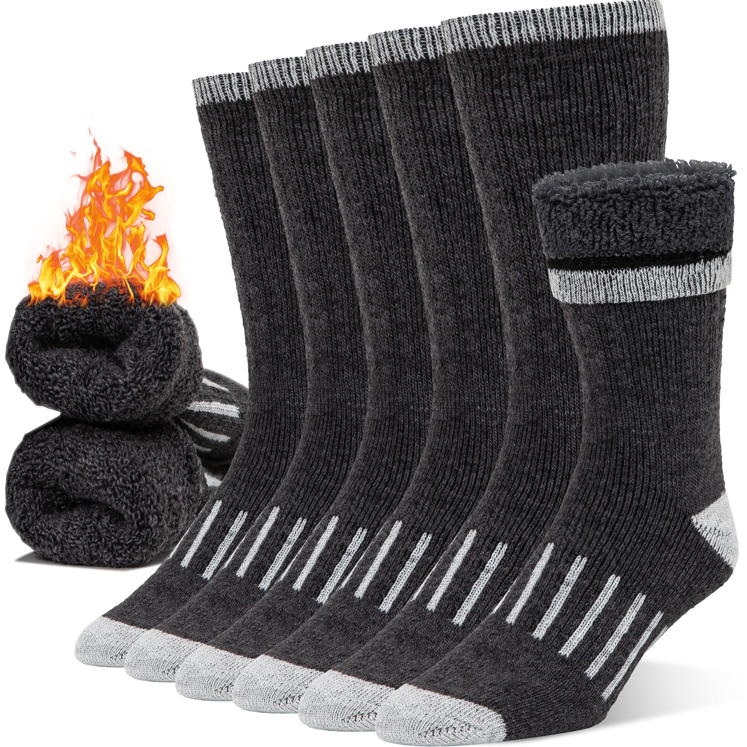 Men's Merino Wool Thermal Socks - Thick Warm Winter Socks for Hiking, Skiing & Cold Weather | Ultra Soft & Comfortable Thermal Socks for Men