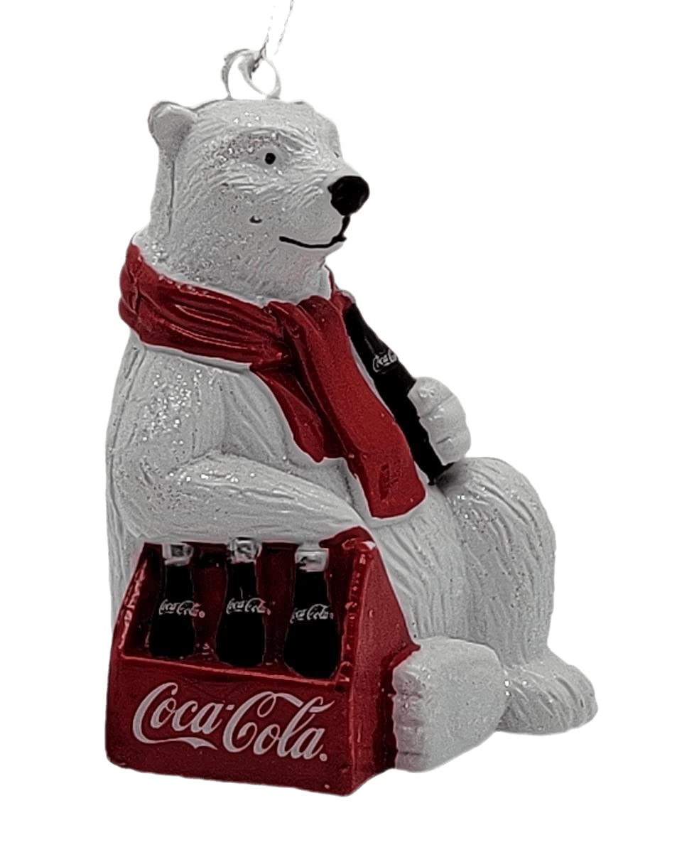 Kurt Adler Coca-Cola Polar Bear with 6 Pack of Bottles Christmas Ornament - Perfect for Holiday Tree Decorations, Gift Giving & Coca-Cola Collectors