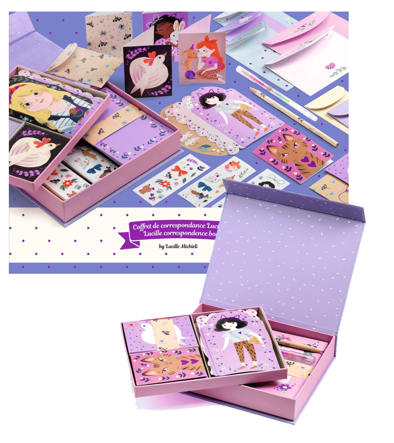 Djeco Lucille Writing Set - Elegant Stationery Gift for Women & Girls - Perfect for Journaling, Note Taking & Letter Writing