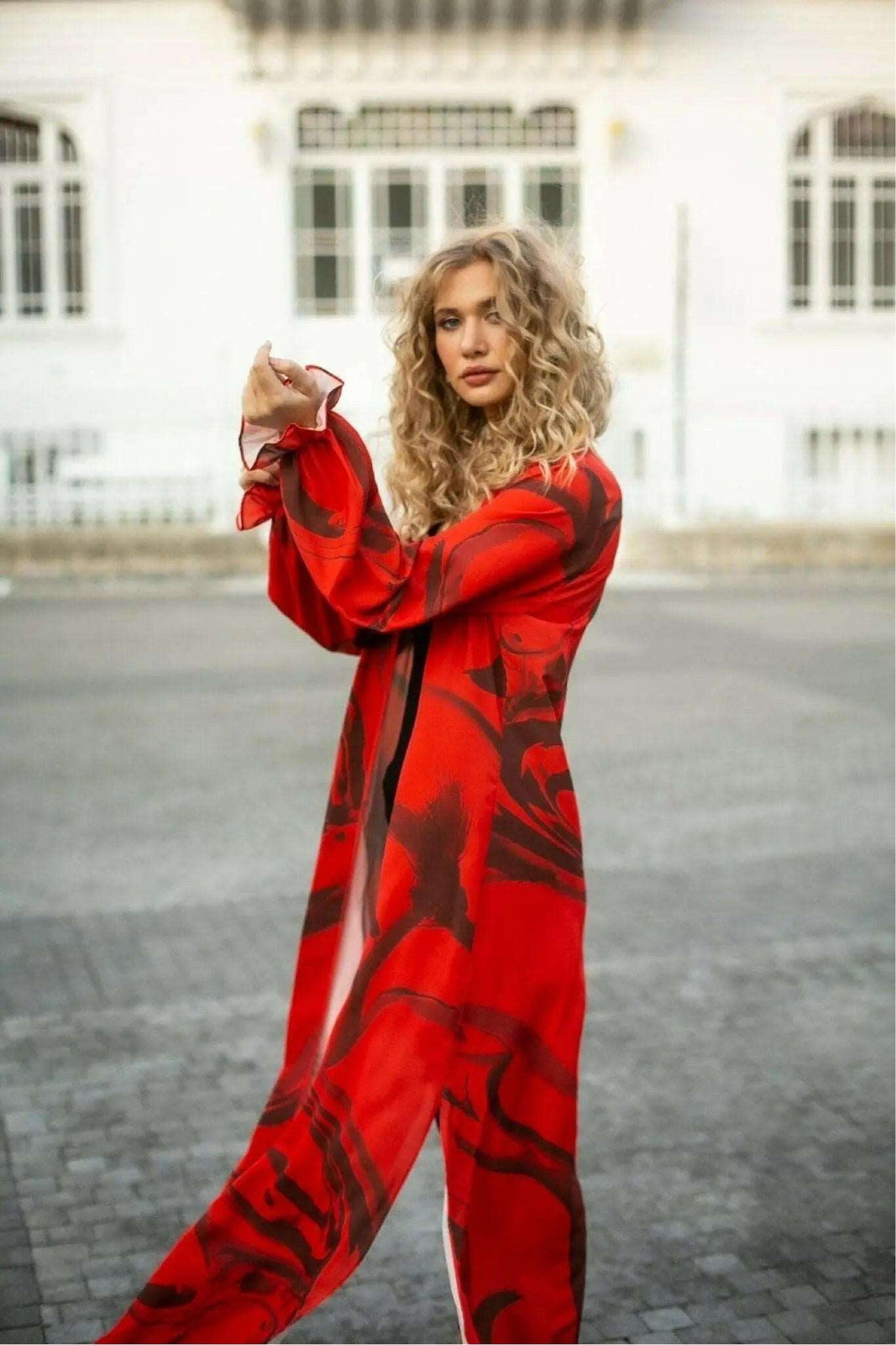 Luna Open Front Kimono Cardigan - Lightweight Floral Printed Cover Up for Women - Perfect for Beach, Pool, Yoga & Lounge Wear