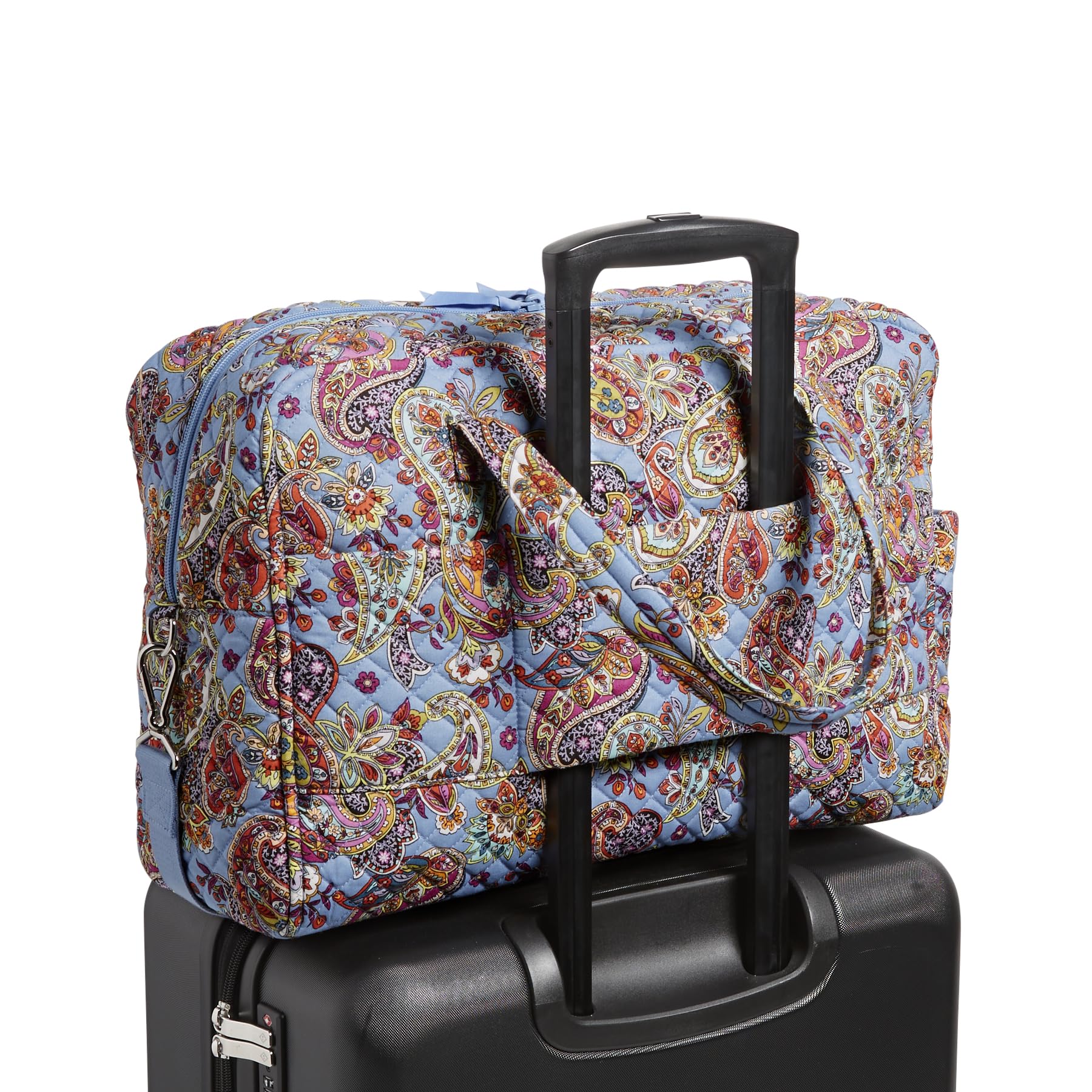 Vera Bradley Women's Cotton Weekender Travel Bag - Provence Paisley Print - Spacious Overnight Carryall for Weekend Getaways, Gym, Work & Travel - One Size