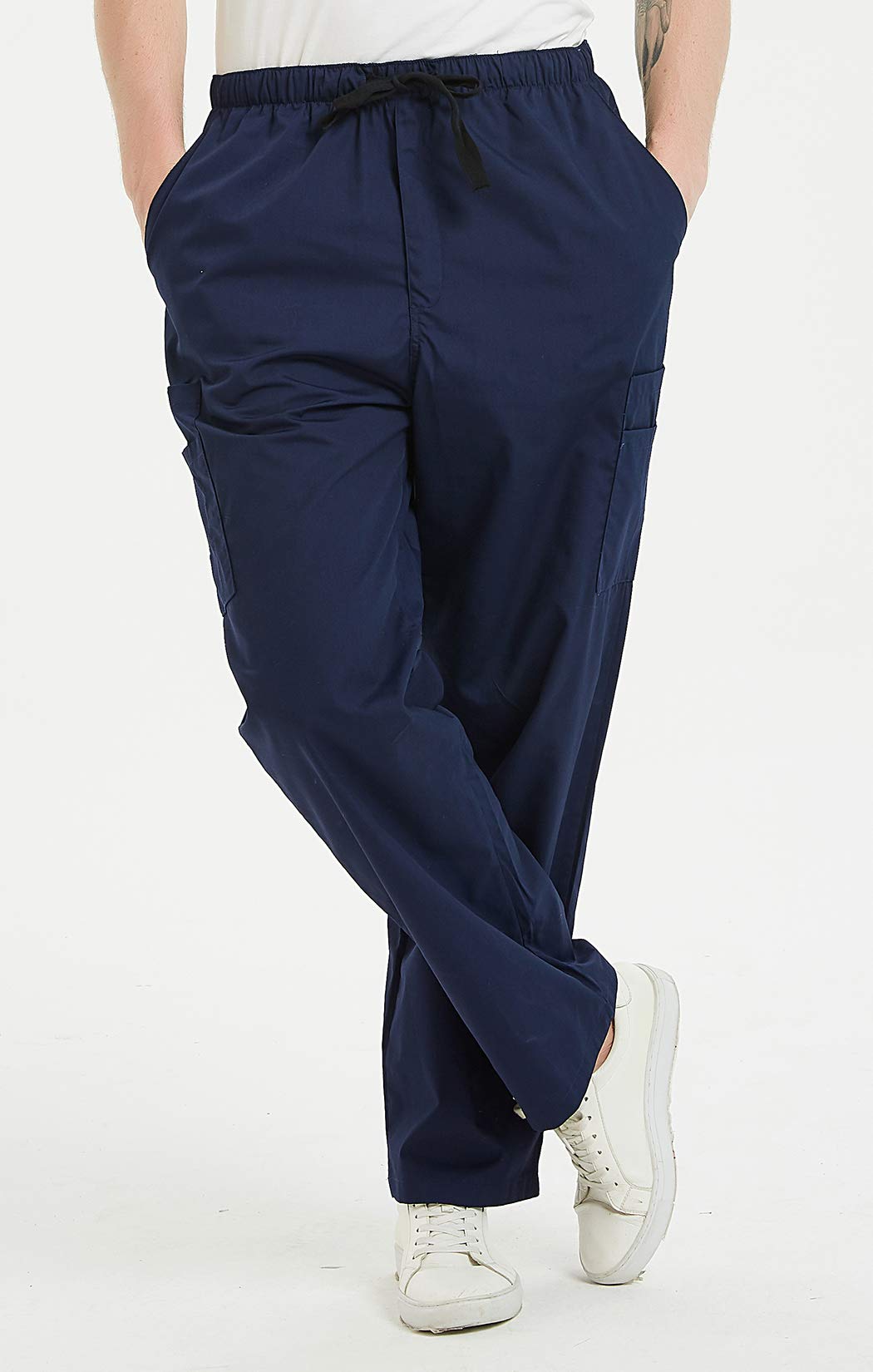 VOGRYE Men's Scrub Pants - 7-Pocket Medical Work Pants with Elastic Waistband, Anti-Wrinkle & Comfortable Healthcare Uniform for Doctors, Nurses, Dentists - Perfect for Hospital Shifts, Clinics & Healthcare Professionals