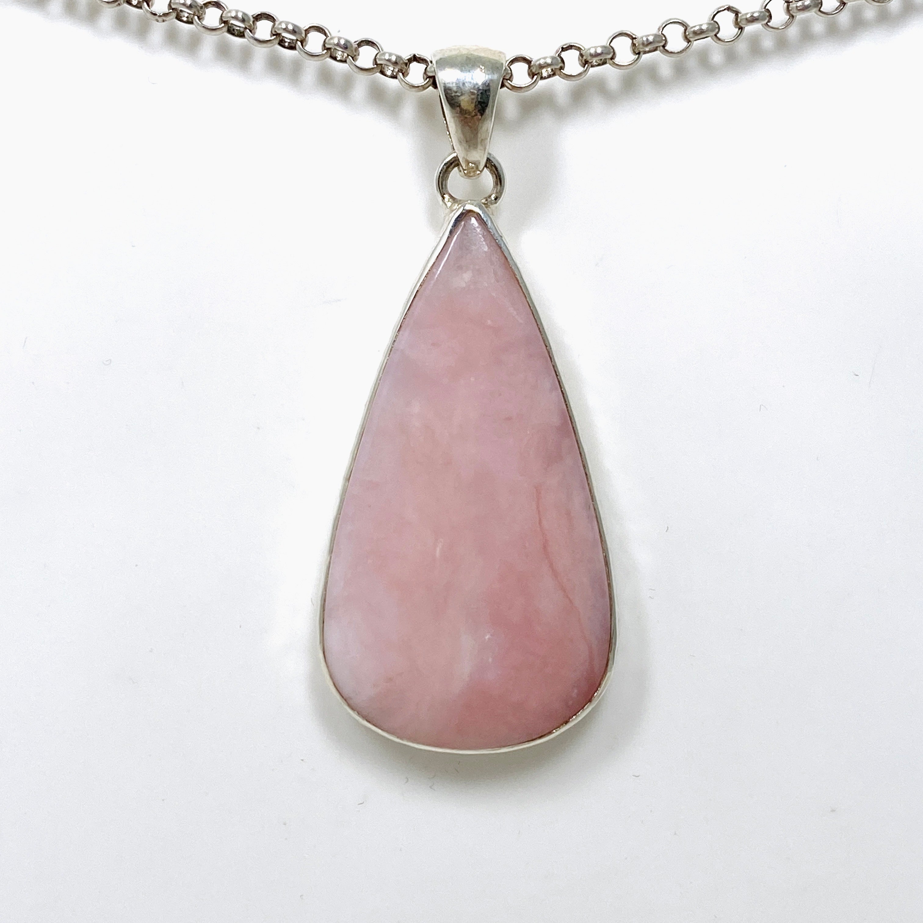 Natural Pink Opal Teardrop Cabochon Pendant in Handcrafted Hammered Sterling Silver Setting KPGJ4670 | Elegant Boho Jewelry for Women, Perfect for Everyday Wear & Special Occasions