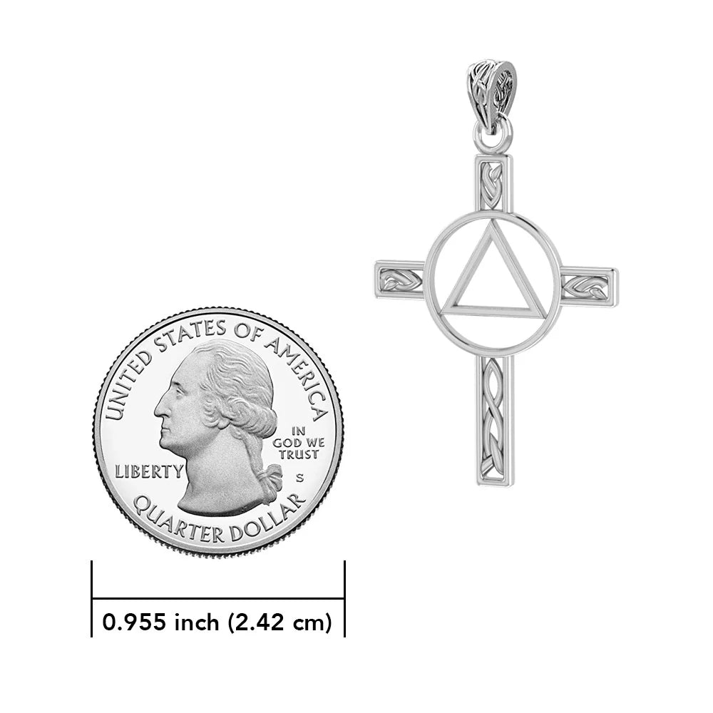 Celtic Knotwork Sterling Silver AA Recovery Pendant with Chain - Spiritual Jewelry for Sobriety & 12-Step Programs - Perfect for Gifts, Meetings and Daily Inspiration