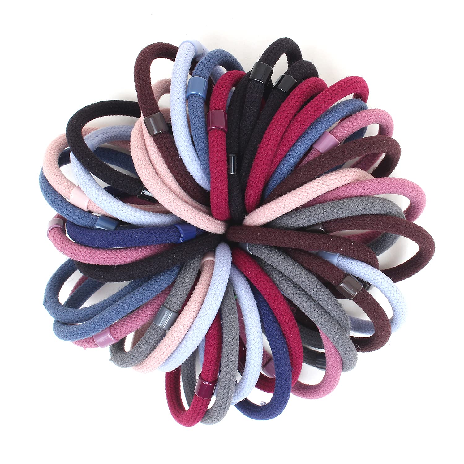 Sonpal Hair Rubber Bands for Women & Girls - Soft Cotton Elastic Hair Ties (Pack of 27) - Bright & Dark Multicolor Ponytail Holders for School, Workout, Yoga & Everyday Styling