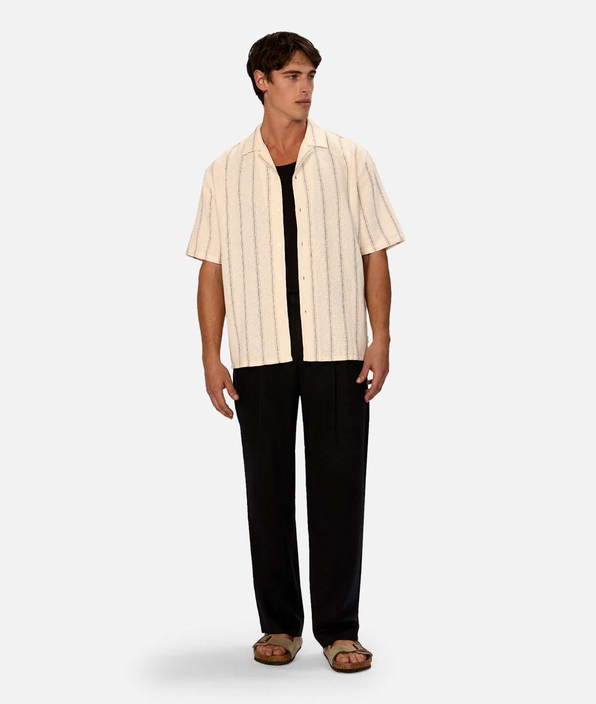 Calabria Short Sleeve Shirt for Men - Natural Navy Color | Casual Summer Wear & Beach Outfit