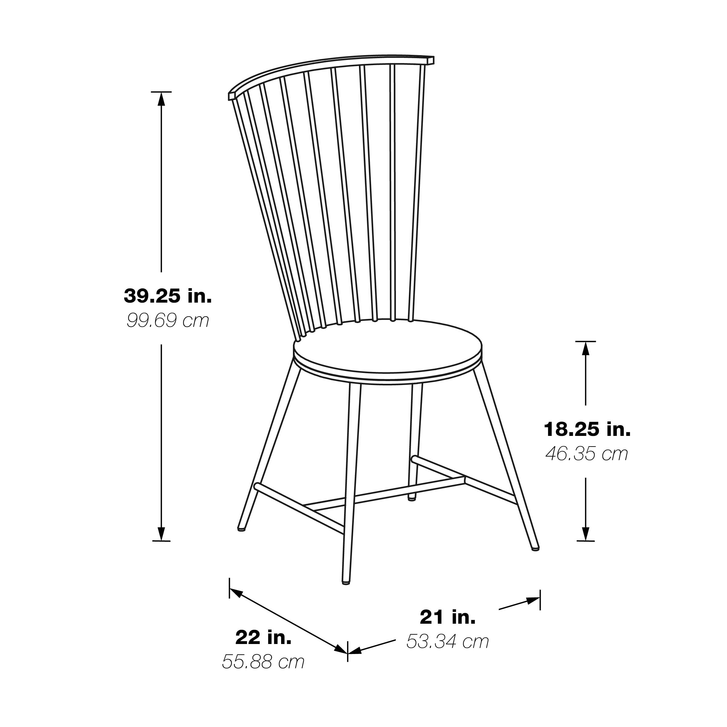 OSP Home Furnishings Bryce Metal Dining Chair with Curved Back - Black Finish - Modern Kitchen & Dining Room Furniture for Indoor Use
