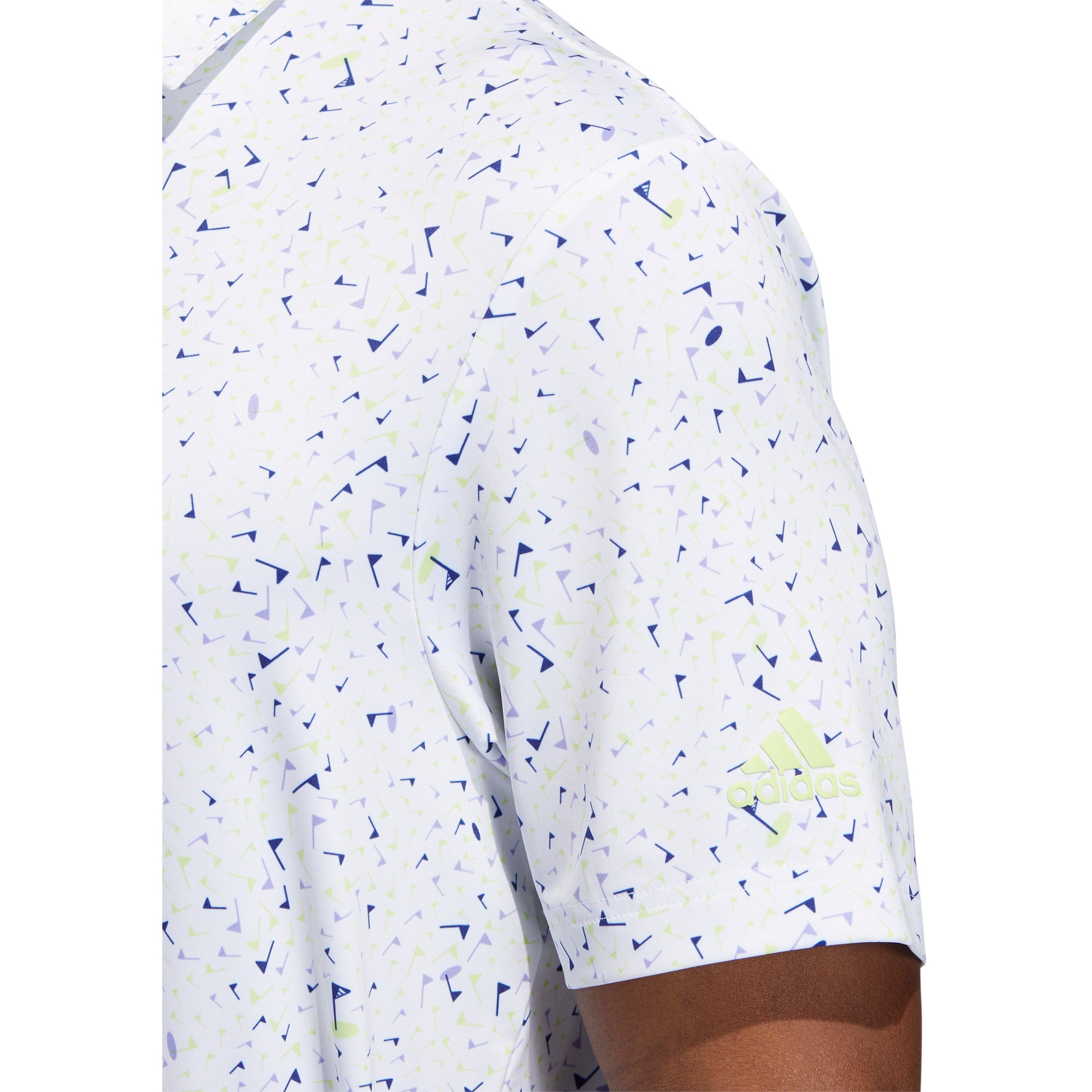 Adidas Men's Golf Polo Shirt - Flag Print in Lime & Purple | Breathable & Moisture-Wicking for Golf & Casual Wear