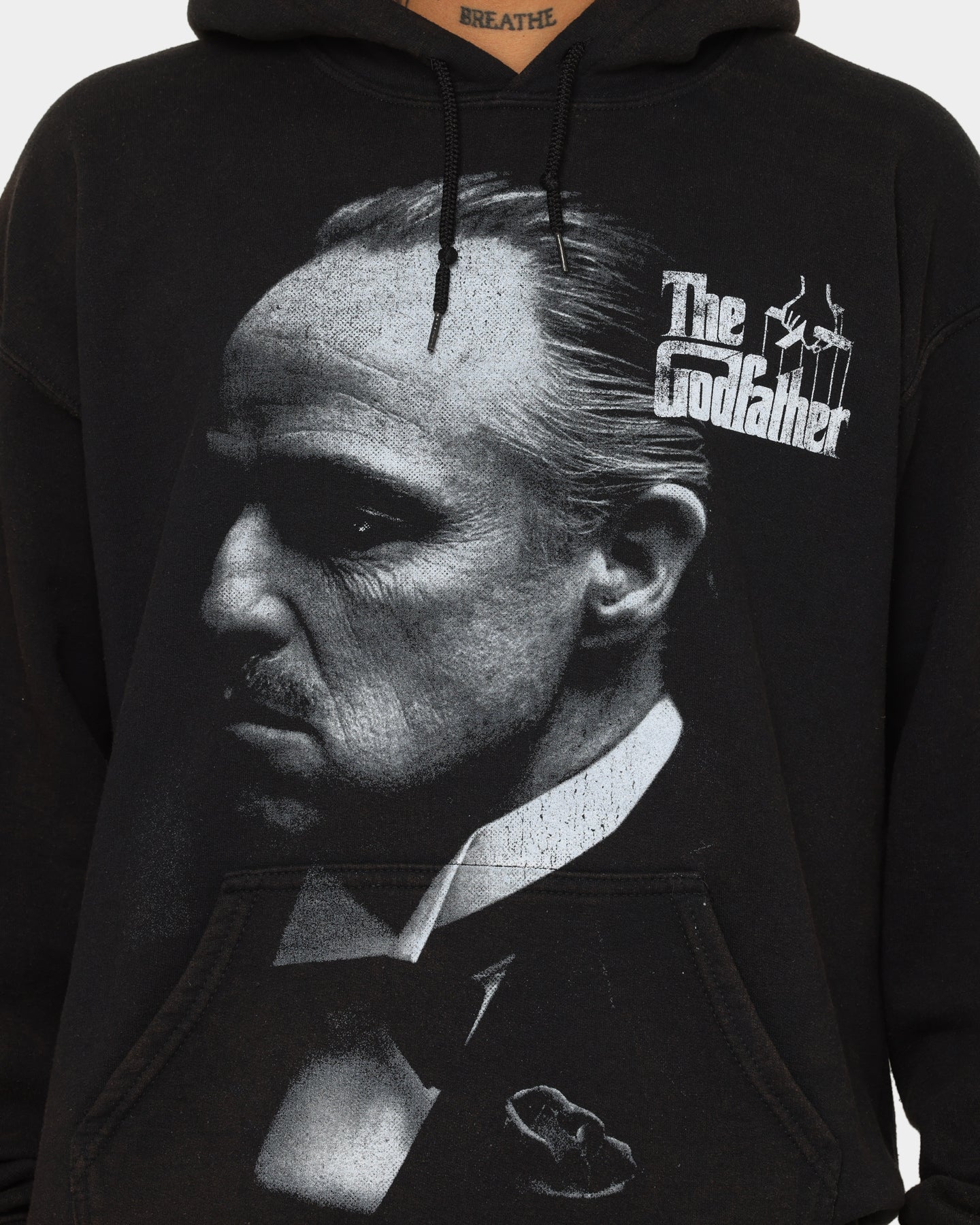The Godfather Vintage Hoodie - Black Wash Distressed Cotton Pullover | American Thrift Retro Movie Merchandise | Perfect for Cosplay, Halloween & Gangster Theme Parties