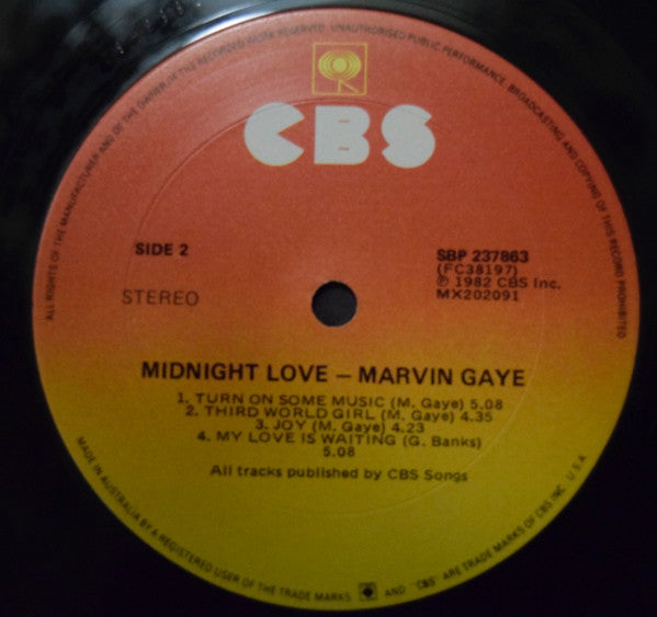 Marvin Gaye - Midnight Love Vinyl LP Album (VG Condition) - Perfect for Jazz & Soul Music Collectors & Home Listening