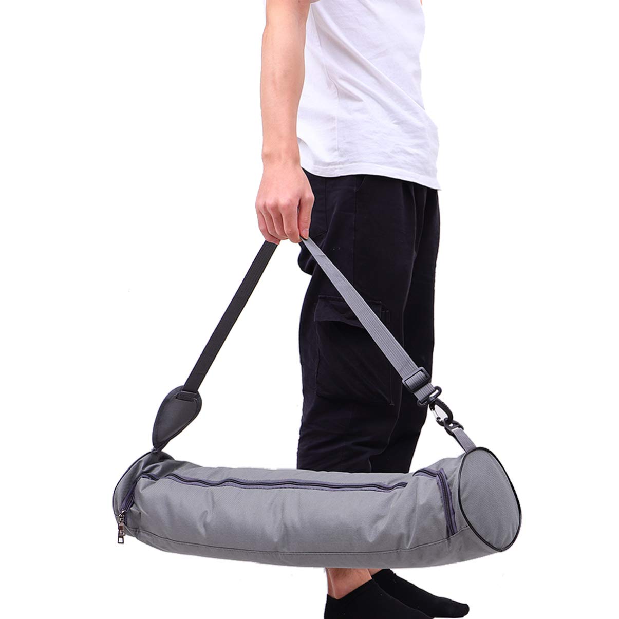 BESPORTBLE Waterproof Full-Zip Yoga Mat Bag - Adjustable Shoulder Strap, Durable Canvas Storage Carrier for Exercise & Travel (Black) | Perfect for Gym, Yoga Class & Outdoor Activities