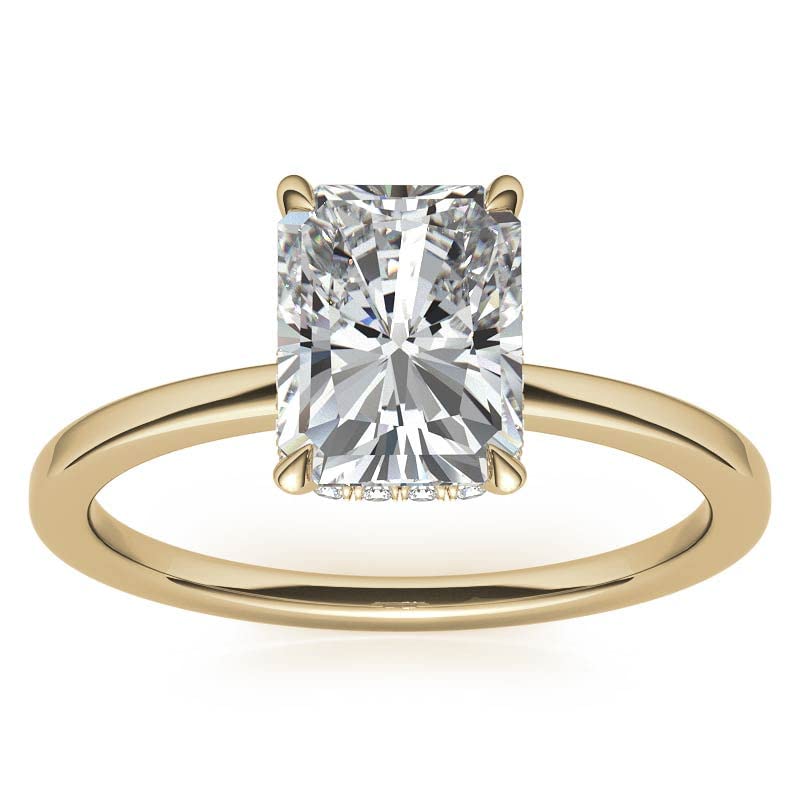10K Solid Yellow Gold Handmade Engagement Ring - 2 CT Radiant Cut Moissanite Diamond Solitaire Wedding Band for Women - Perfect for Proposals, Anniversaries & Bridal Jewelry Gifts