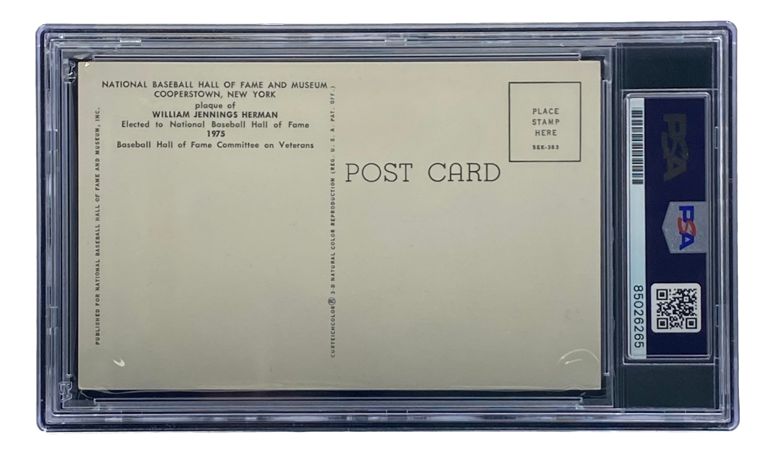 Billy Herman Autographed 4x6 Chicago Cubs Hall of Fame Plaque Card with PSA/DNA Certification #85026265 - Perfect for Baseball Memorabilia Collectors and Cubs Fans Display
