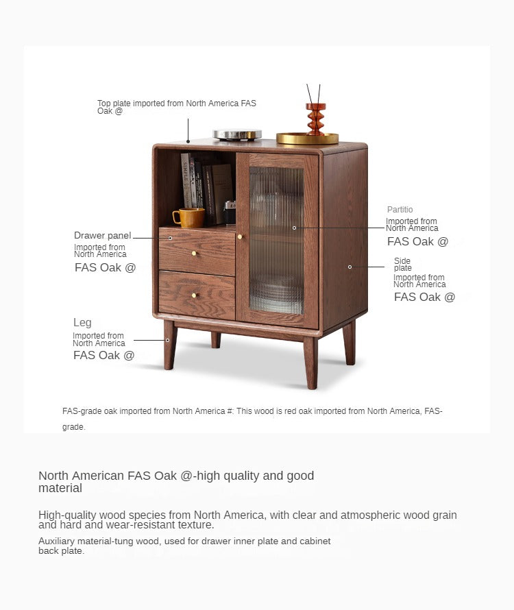 Solid Oak Wood Side Cabinet - Rustic Storage Cabinet for Living Room, Bedroom & Entryway - Perfect for Organizing Books, Decor & Essentials