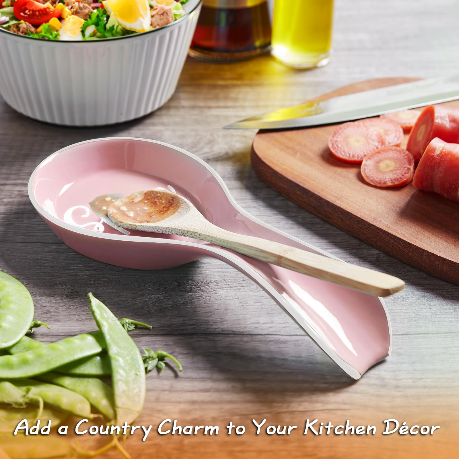 **DAYYET Large Ceramic Spoon Rest for Stove Top - Kitchen Utensil Holder for Ladles, Spatulas & Tongs - Pink Countertop Decor for Cooking & Serving - Perfect for Stovetop, Counter & Dining Table**