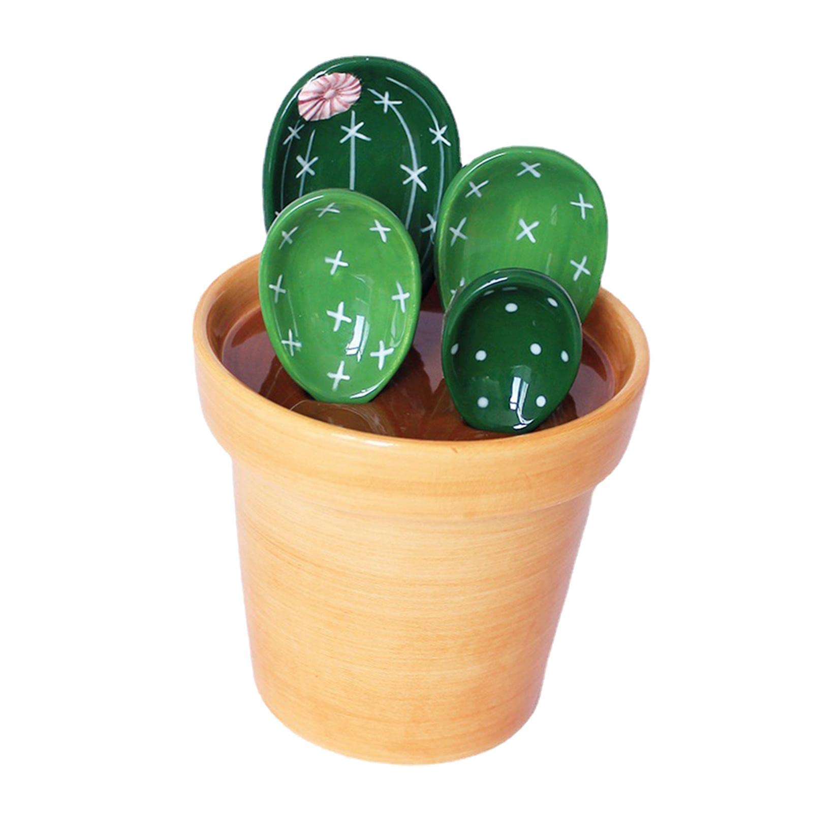LOSA Creative Cactus Measuring Spoons Set - 5-Piece Stainless Steel Kitchen Measuring Spoons in Flower Pot - Perfect for Baking, Cooking & Coffee Measuring (Ideal Gift for Home Chefs)