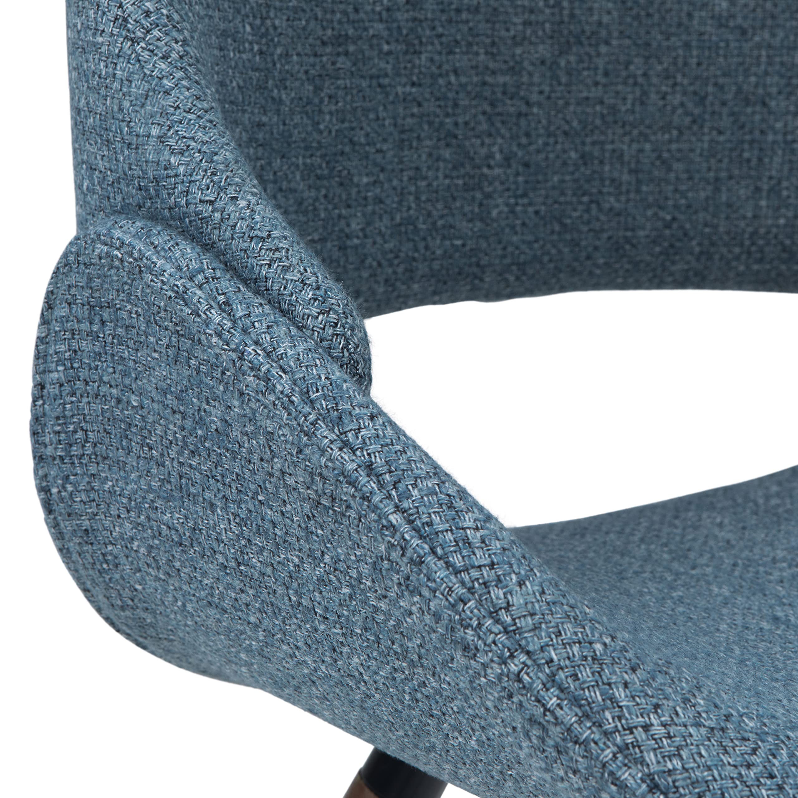 SIMPLIHOME Malden Dining Chair - Denim Blue Woven Fabric, Bentwood Design with Walnut Veneer Legs, Modern Curved Seat (22.8