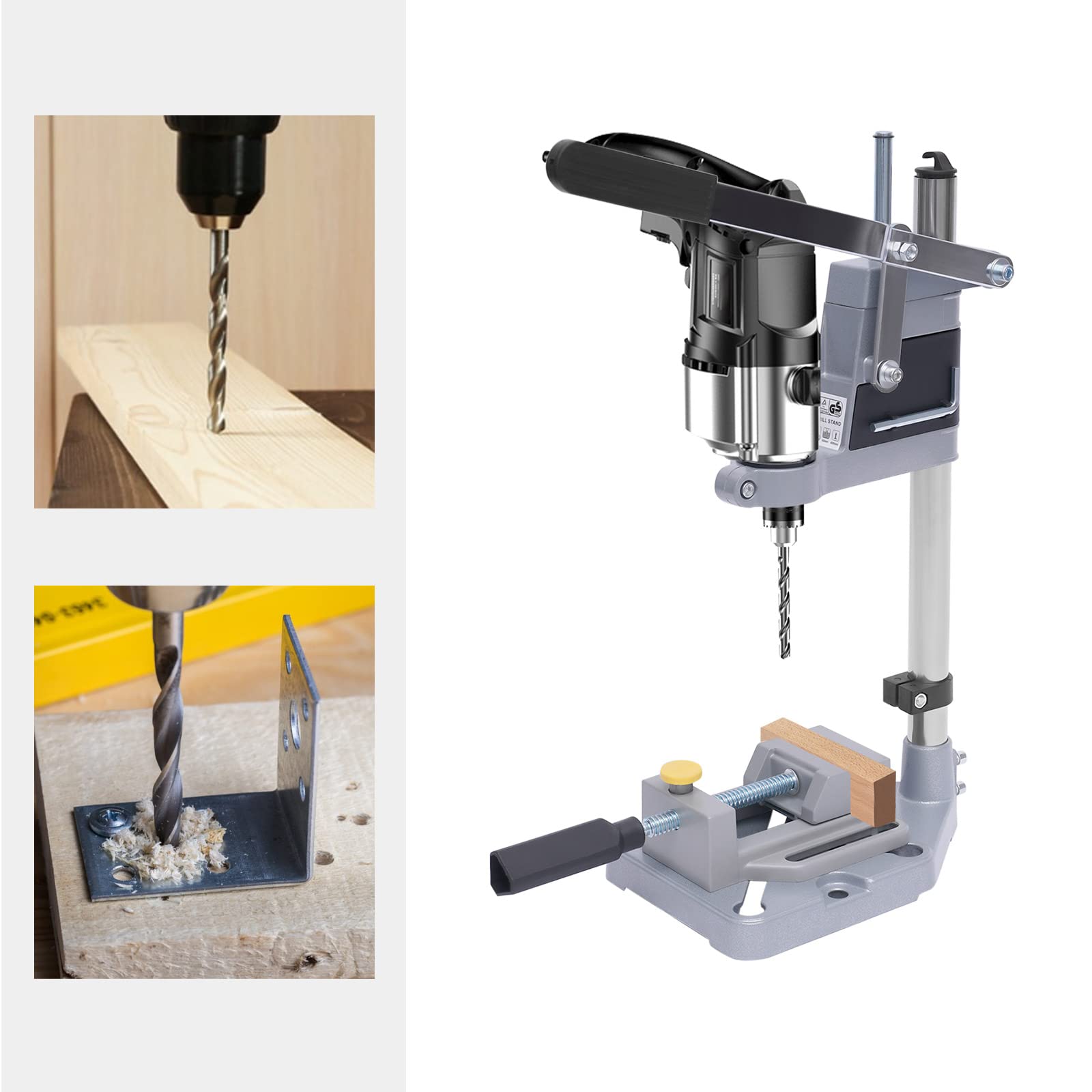 Universal Benchtop Drill Press Stand - Adjustable Chuck Holder for Hand Drills & Mini Drill Presses | Durable Aluminum Alloy Base | Perfect for Woodworking, Metalworking & DIY Projects
