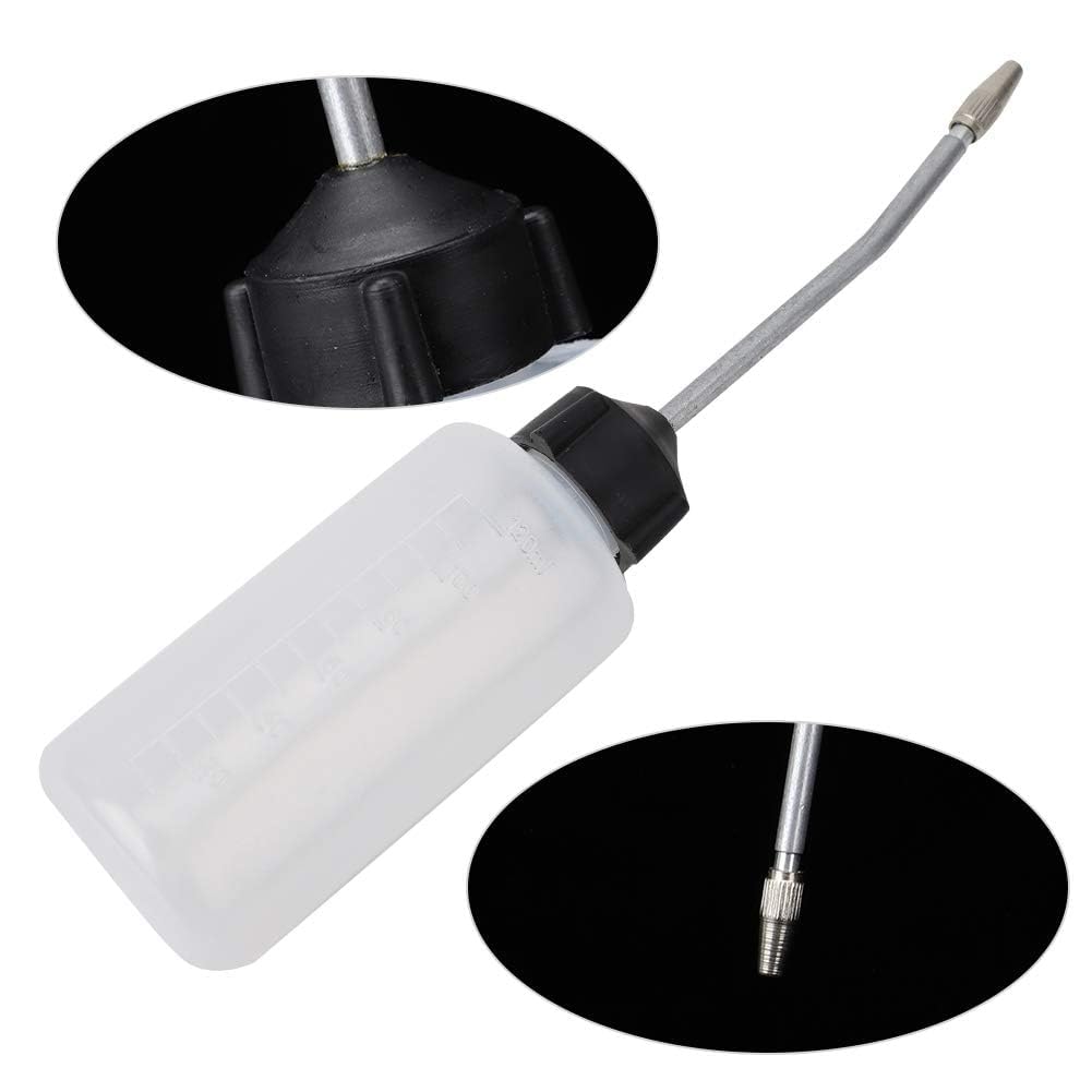 5 Pcs Sewing Machine Oil Dispenser - 120mL Clear Plastic Oil Kettle with Metal Nozzle, Handheld Oil Can Pump Oiler for Smooth Sewing & Maintenance - Perfect for Home, Workshop & Industrial Use