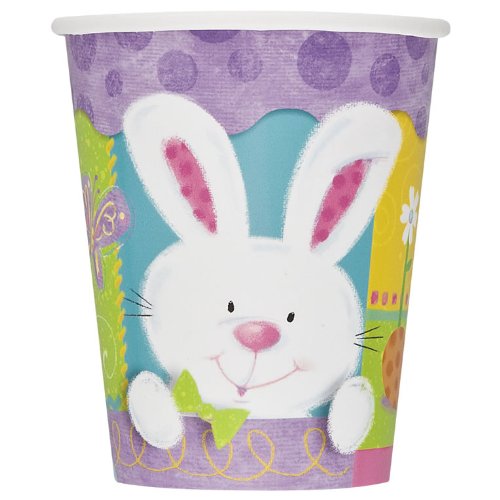 Easter Bunny Patchwork Party Cups - Set of 8 Colorful Disposable Cups for Easter Celebrations, Spring Parties, and Holiday Gatherings