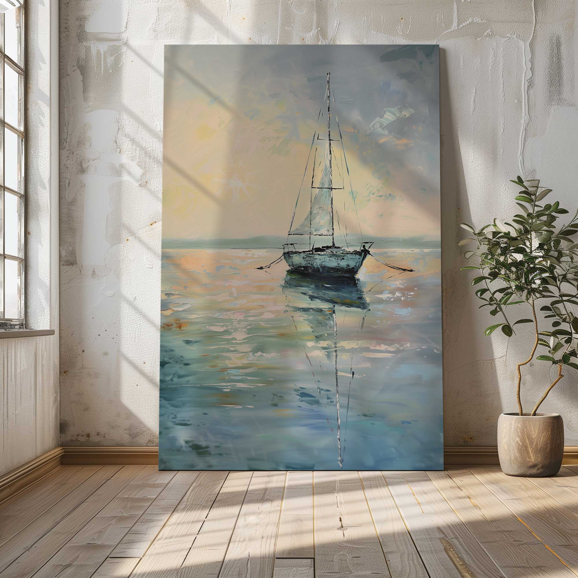 Harbor Glow v1 Large Canvas Print - Coastal Wall Art for Living Room, Bedroom & Office Decor | High-Quality Modern Home Decoration