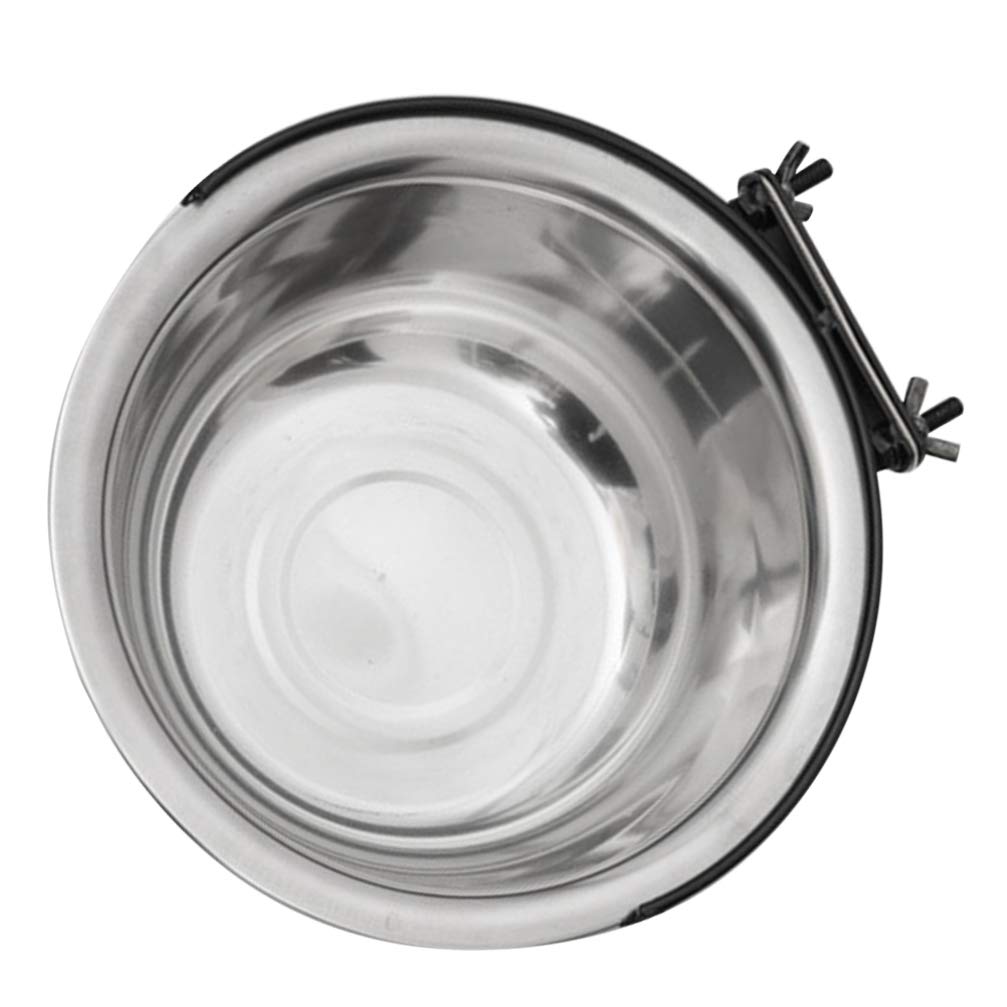 STOBOK Stainless Steel Hanging Pet Bowls - 600ml Large Feeder Dishes for Dogs, Cats, Birds & Parrots - Durable Cage Kennel Crate Food & Water Bowls (Silver) - Perfect for Travel, Camping & Home Use
