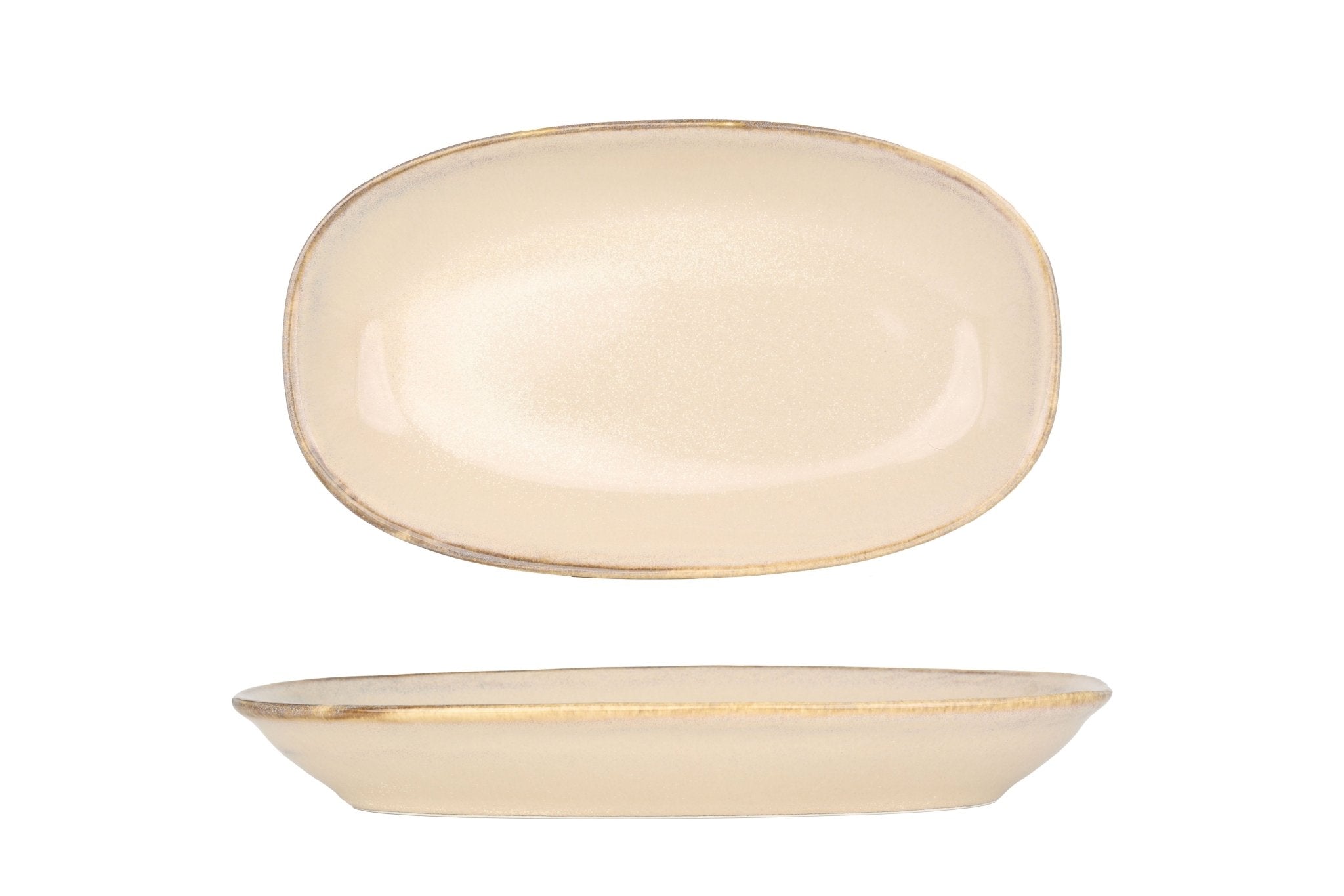 Hygge Oval Sand-Colored Service Plate - 24cm Ceramic Dinner Plate for Elegant Dining & Entertaining
