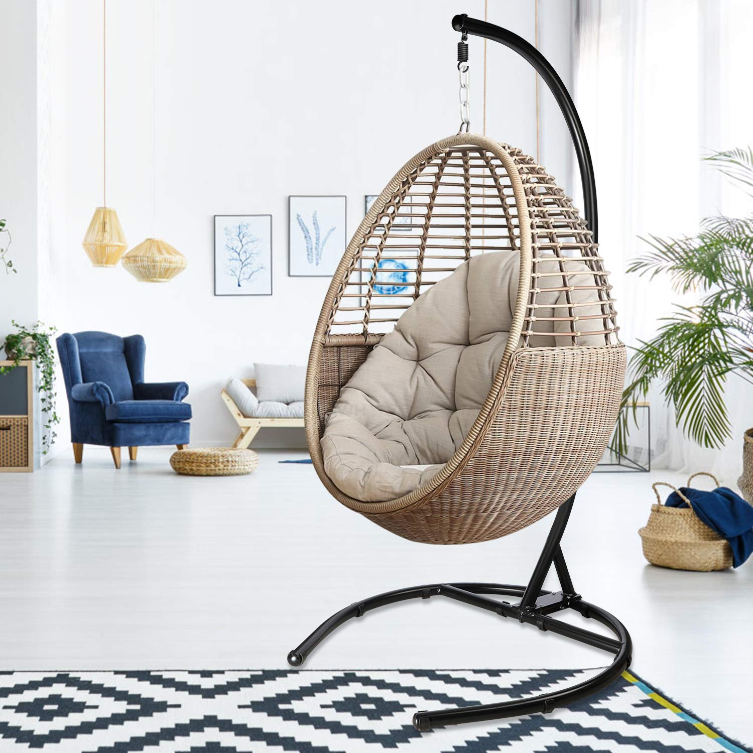 Heavy Duty Hanging Chair Stand for Indoor & Outdoor Use - 330 lbs Weight Capacity, Hammock Chair Stand Only (No Chair Included) - Perfect for Patio, Garden, Balcony, and Backyard Relaxation