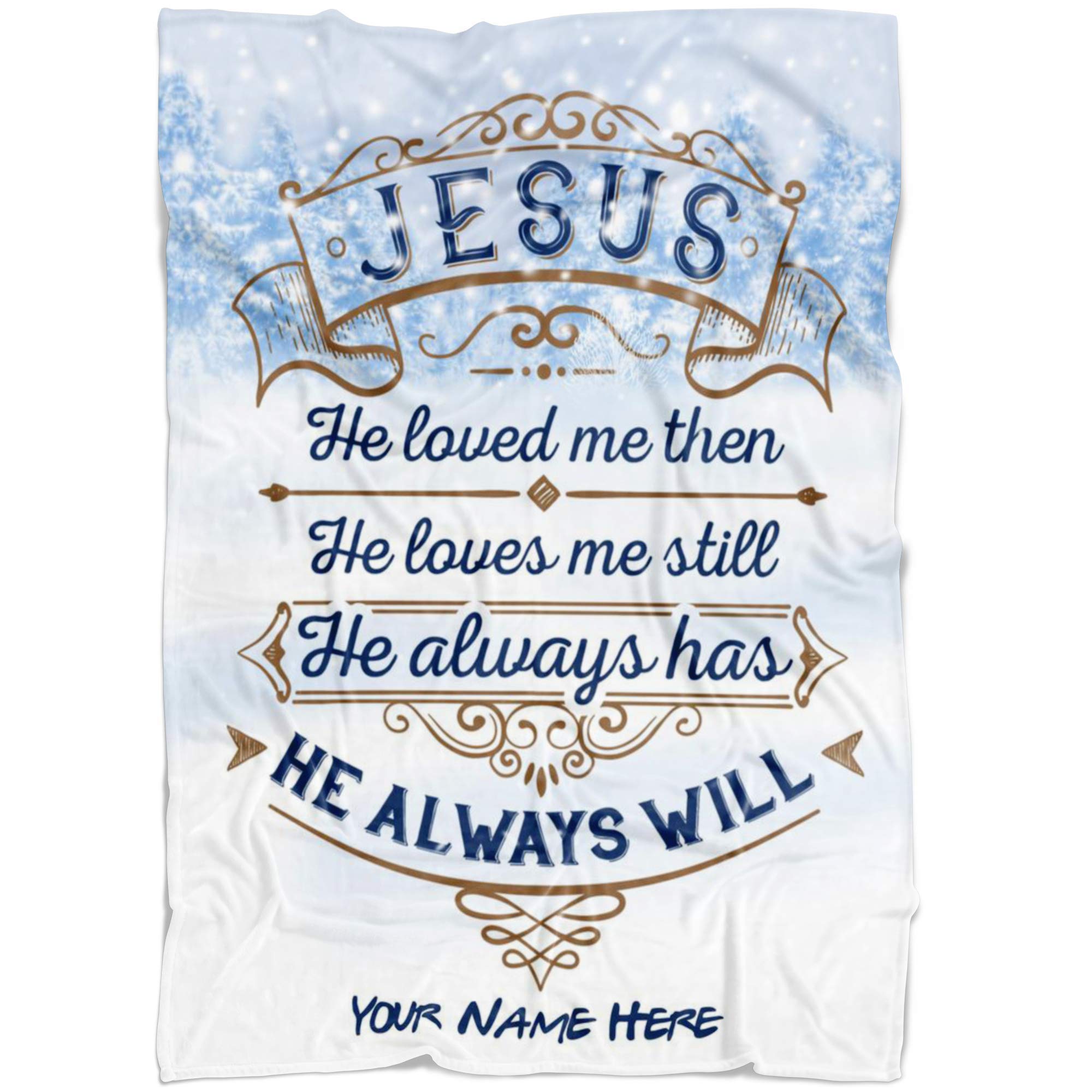 Personalized Name Jesus Loves Me Throw Blanket - Custom Christian Faith Blanket with Your Name - Cozy Christ Blanket for Christmas Gift, Prayer & Worship - Perfect for Mom, Bedroom, Sofa & Church Gatherings