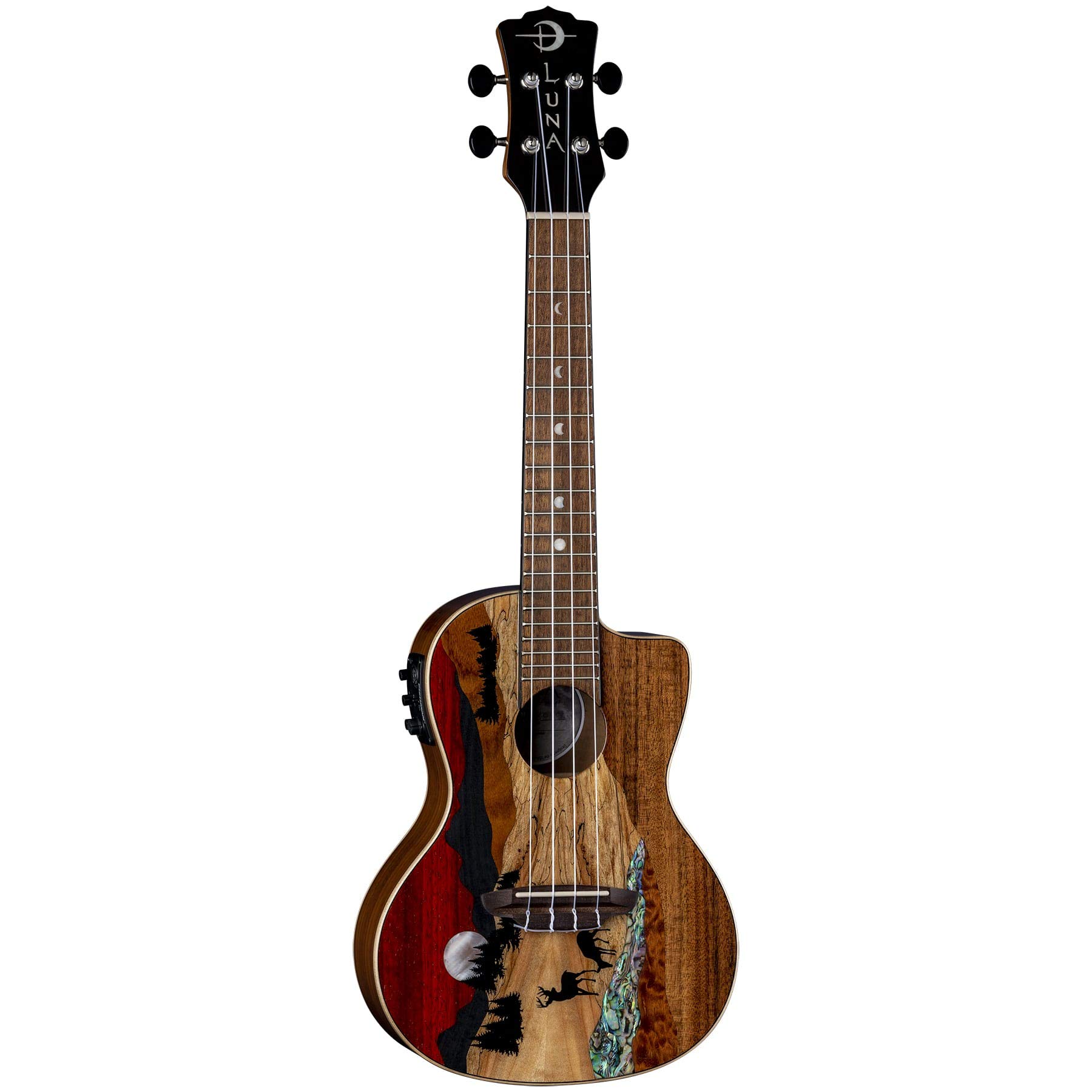 Luna Guitars Vista Deer 4-String Concert Acoustic Electric Ukulele - Right Handed (UKEVISTADEERC) - Perfect for Beginners, Travel & Live Performances