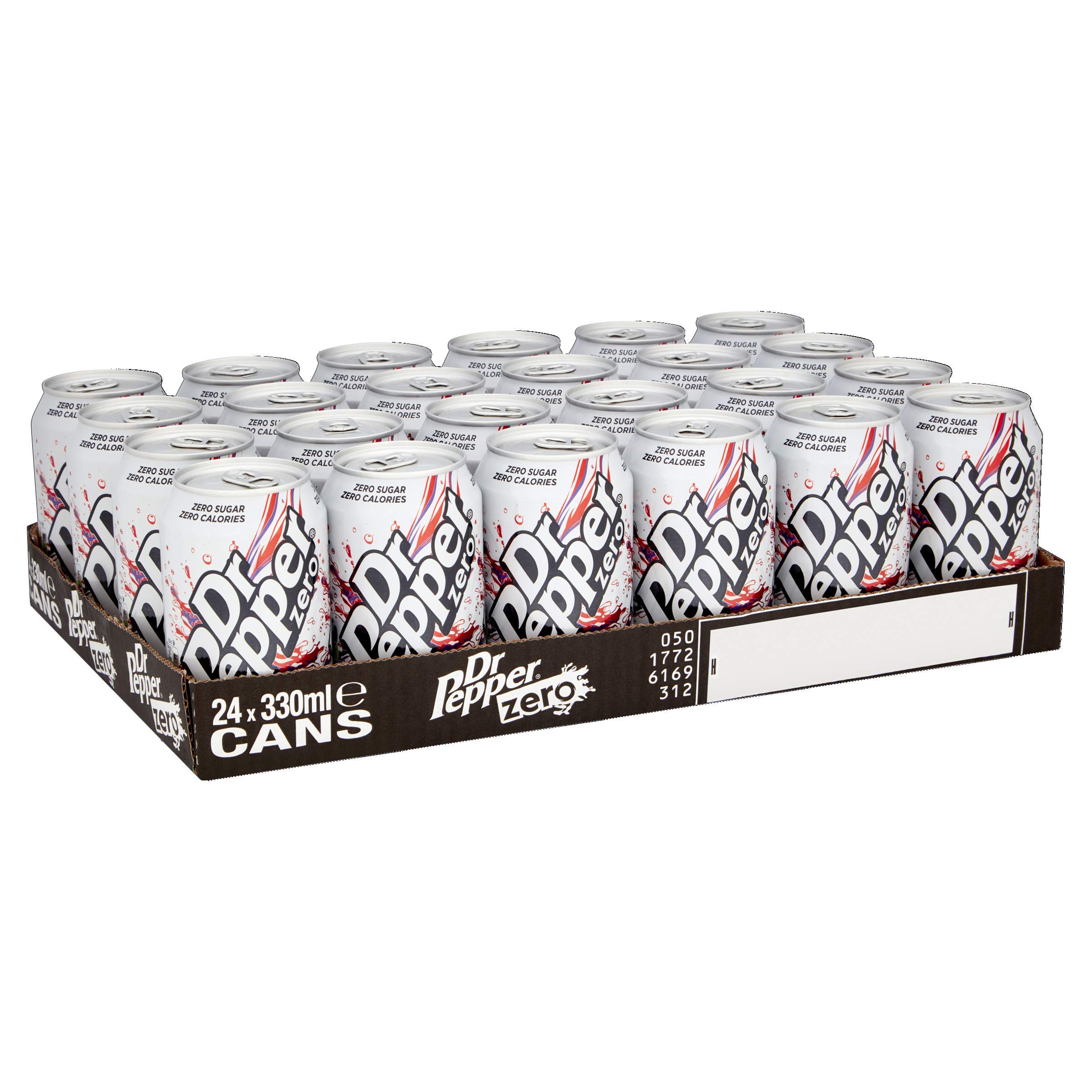 Dr Pepper Zero Sugar Soda - 12 Pack of 330ml Cans, Zero Calorie Carbonated Soft Drink with Fruity Flavor - Perfect for Parties, BBQs & Refreshment at Home or Office